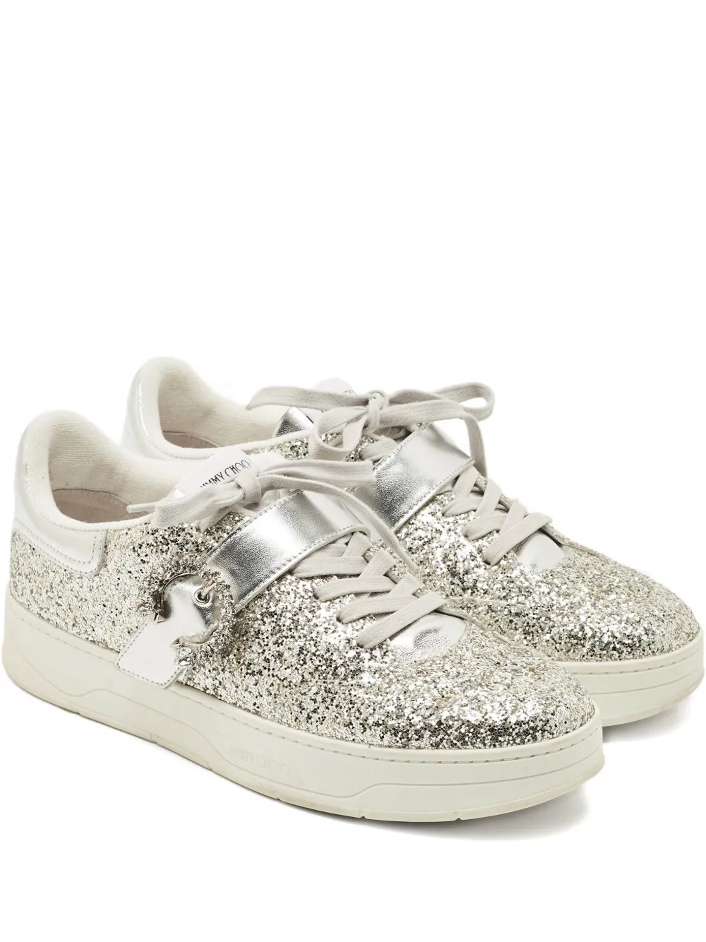 Jimmy Choo Pre-Owned Osaka glitter-embellished sneakers - Silber