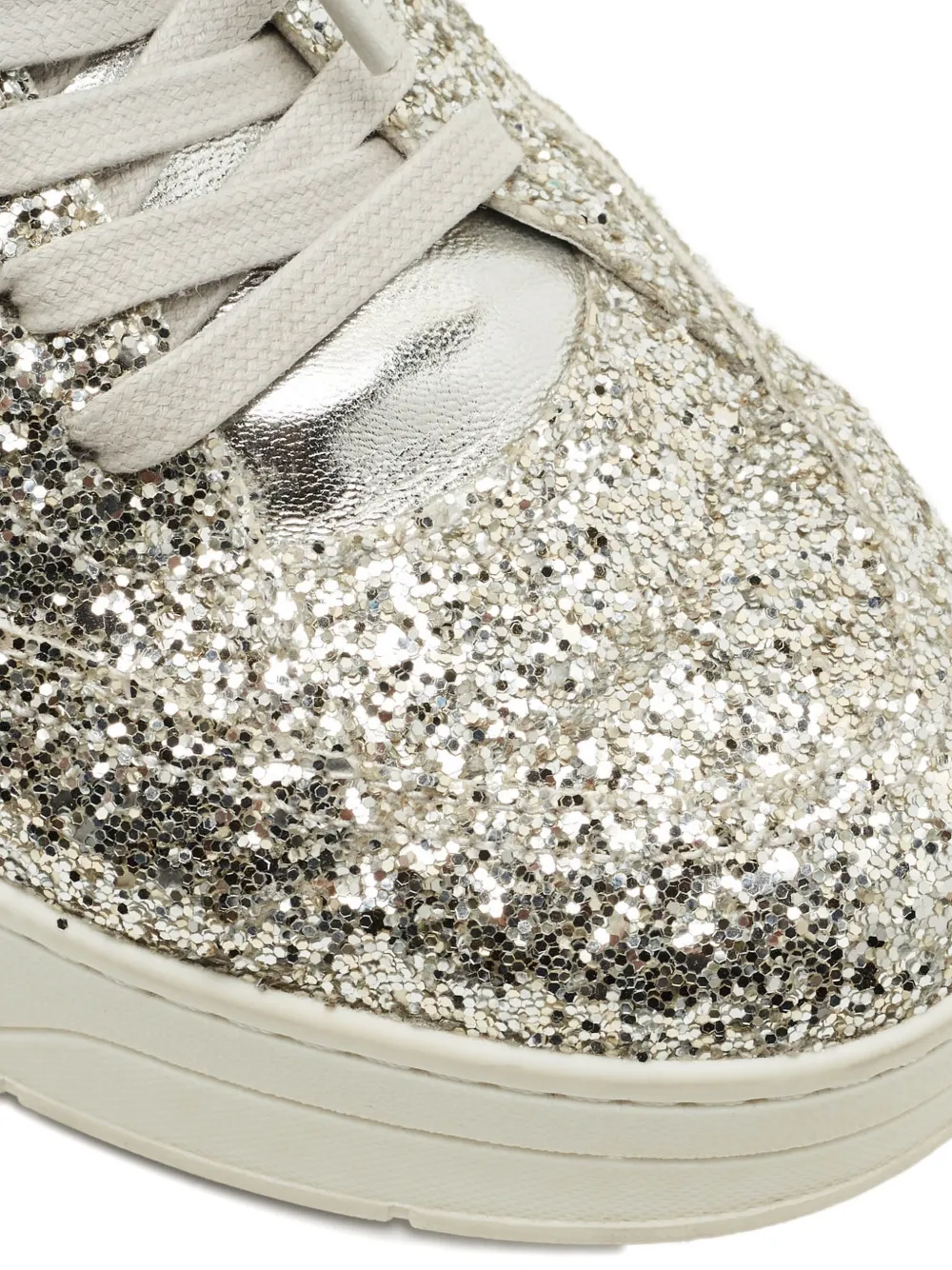 Jimmy Choo Pre-Owned Osaka glitter-embellished sneakers - Zilver