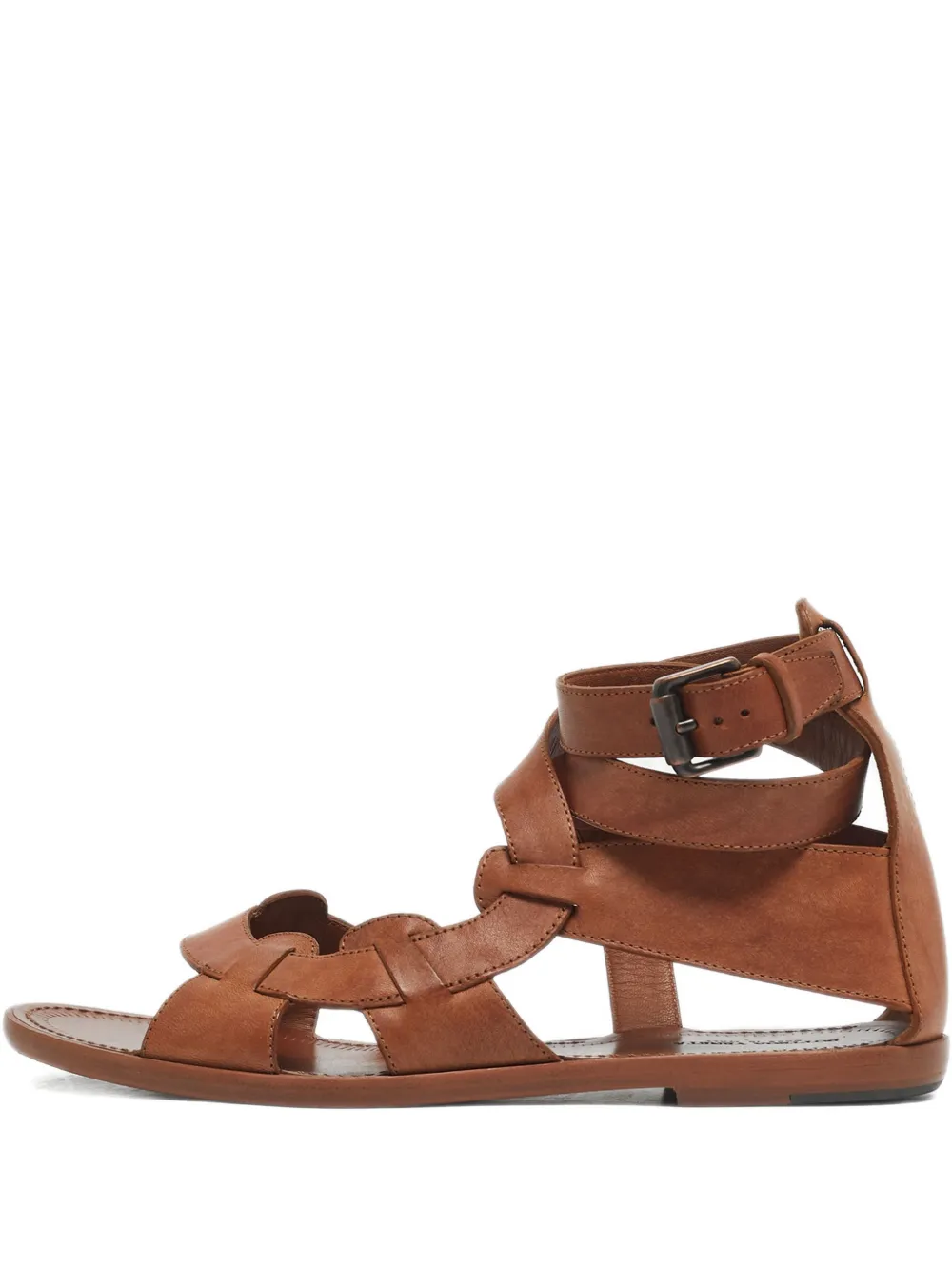 Bottega Veneta Pre-Owned woven strap flat sandals - Braun