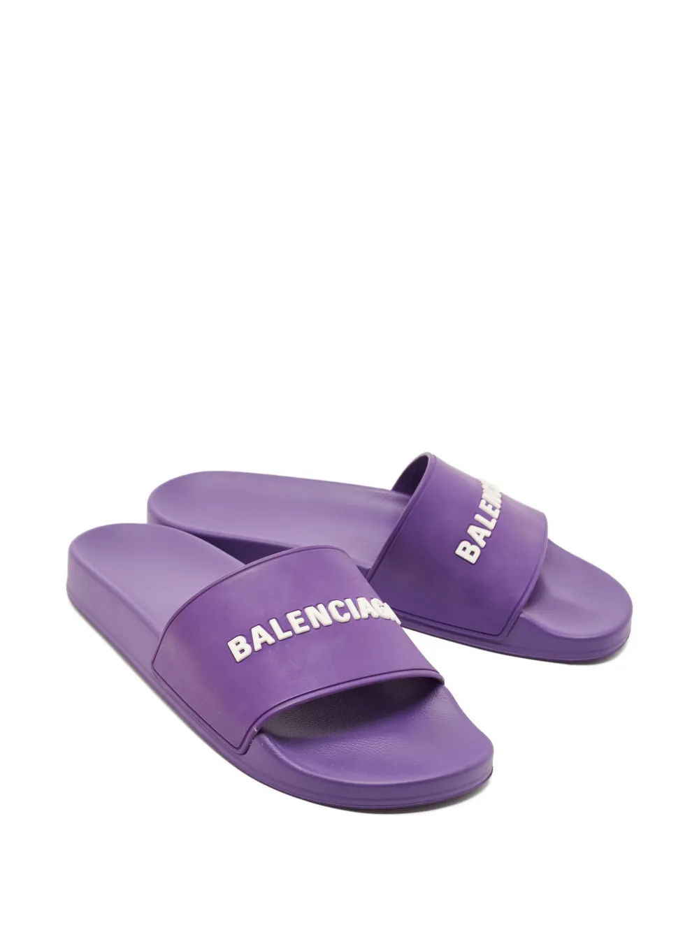 Balenciaga Pre-Owned rubber logo slides - Paars