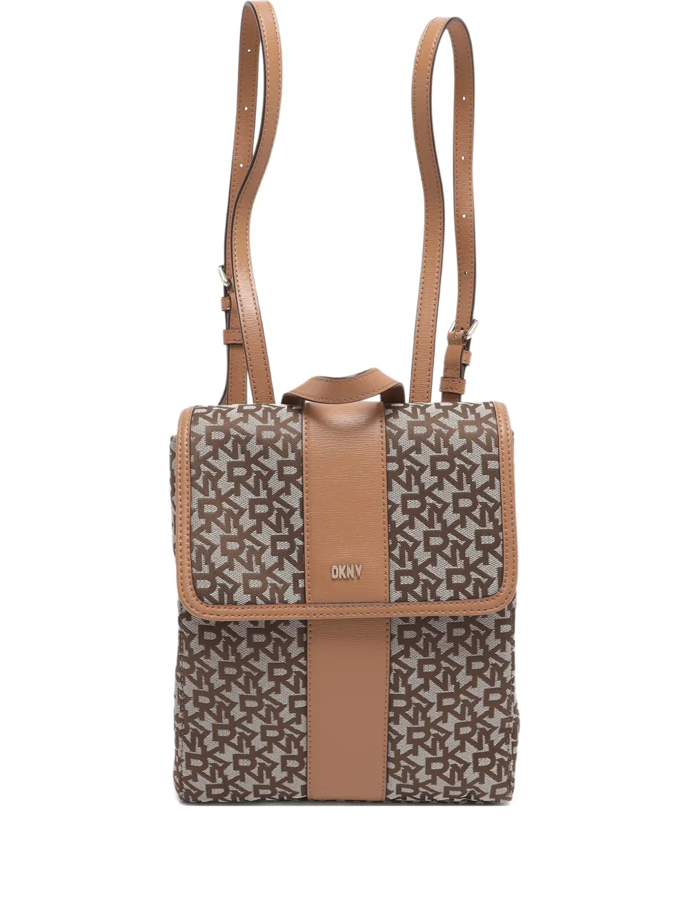 Pre-owned Dkny Vintage Canvas Panelled Backpack In Brown