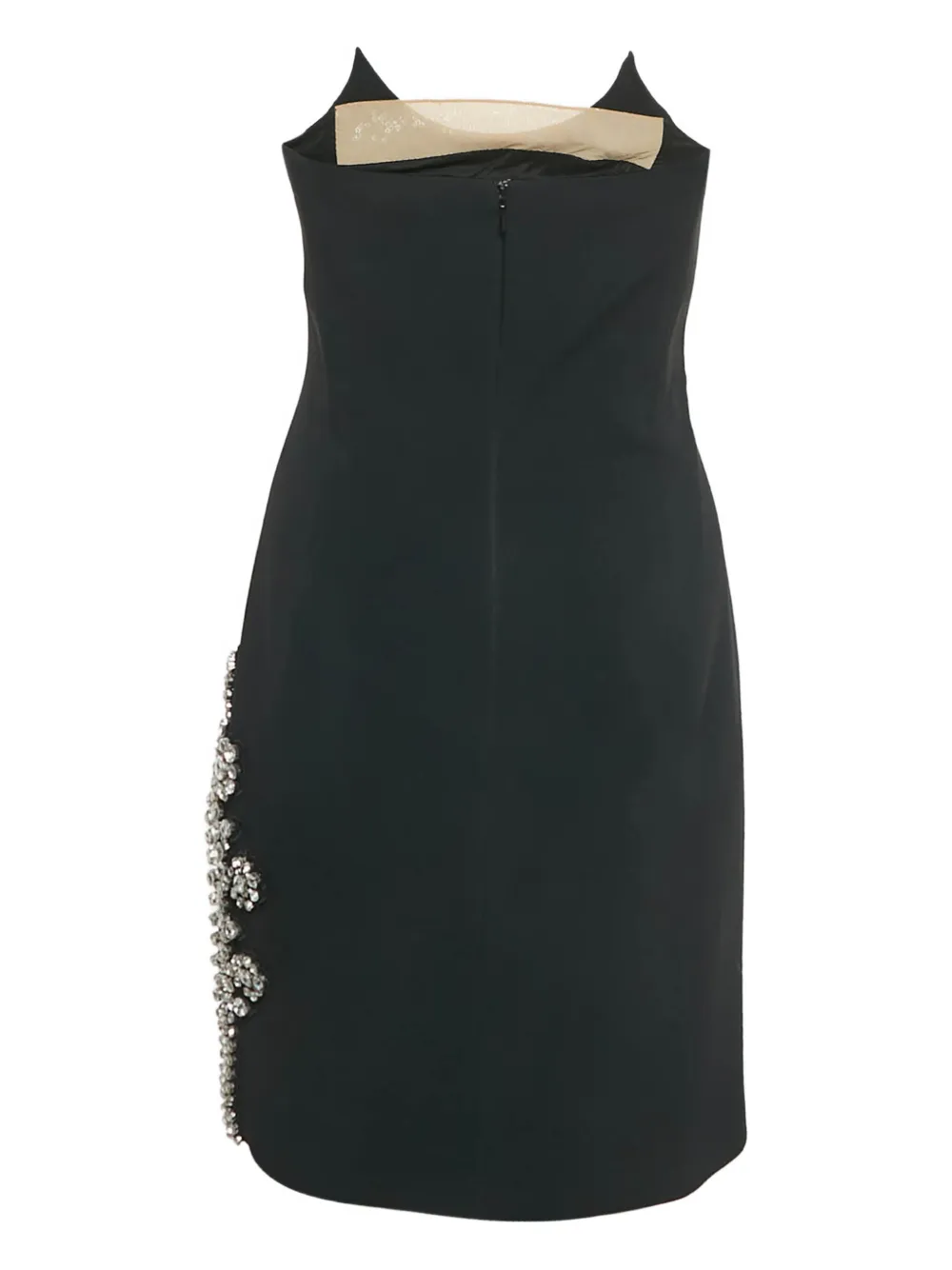 David Koma strapless rhinestone mini dress - Zwart