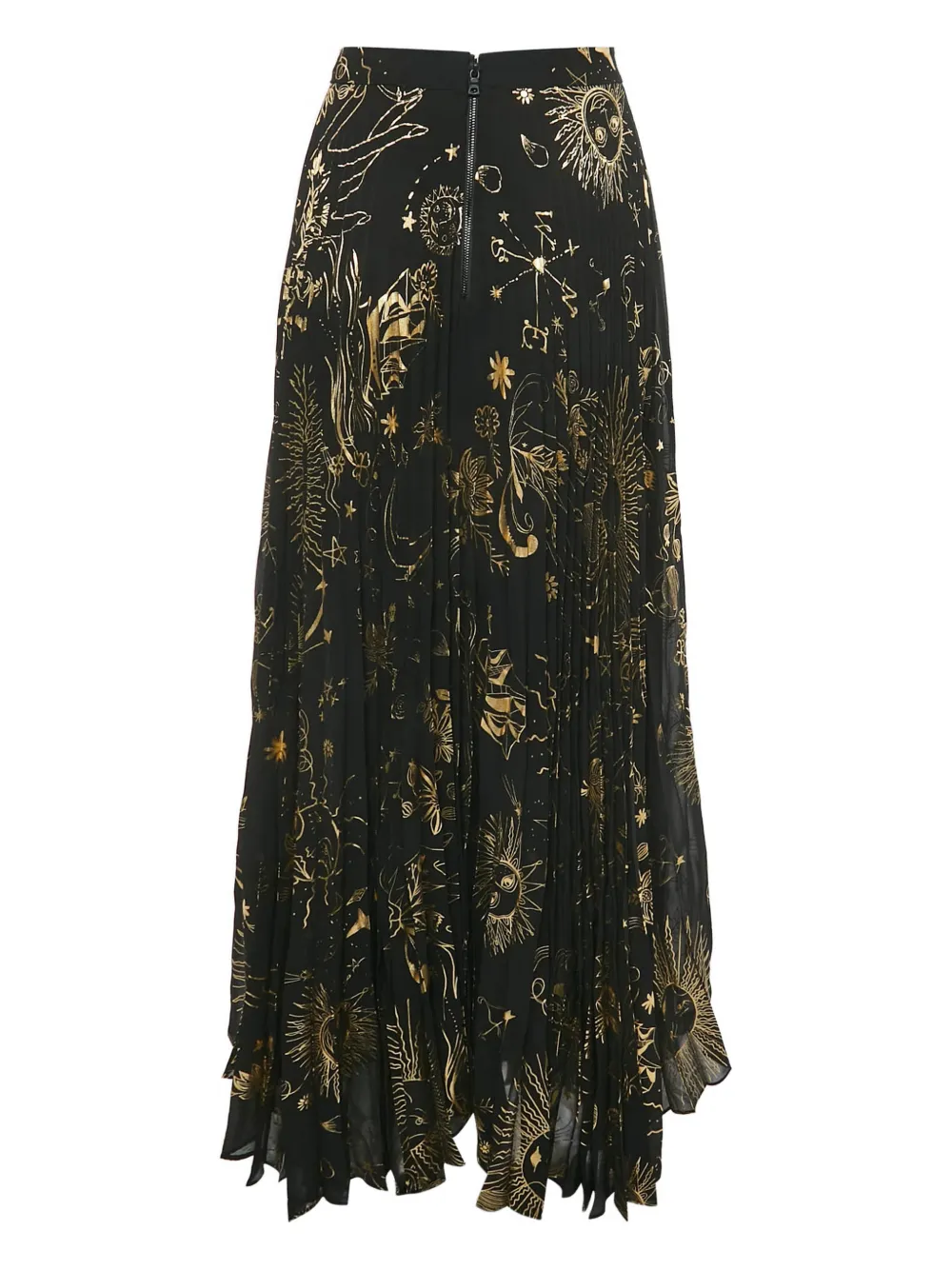 Pre-owned Alice And Olivia Printed Pleated Maxi Skirt In Black