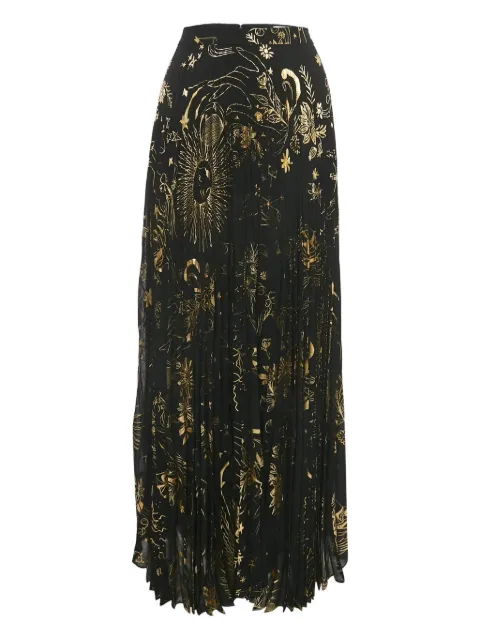 alice + olivia printed pleated maxi skirt