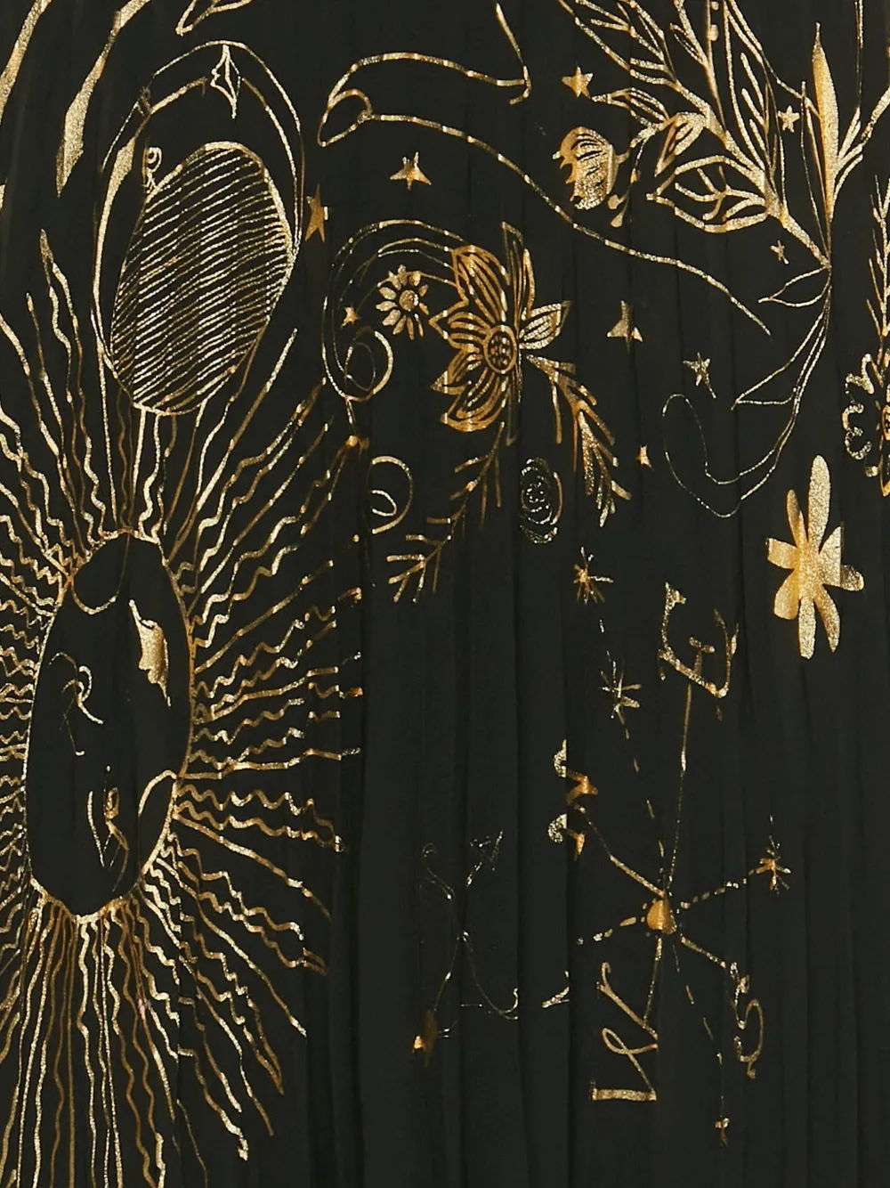 Pre-owned Alice And Olivia Printed Pleated Maxi Skirt In Black