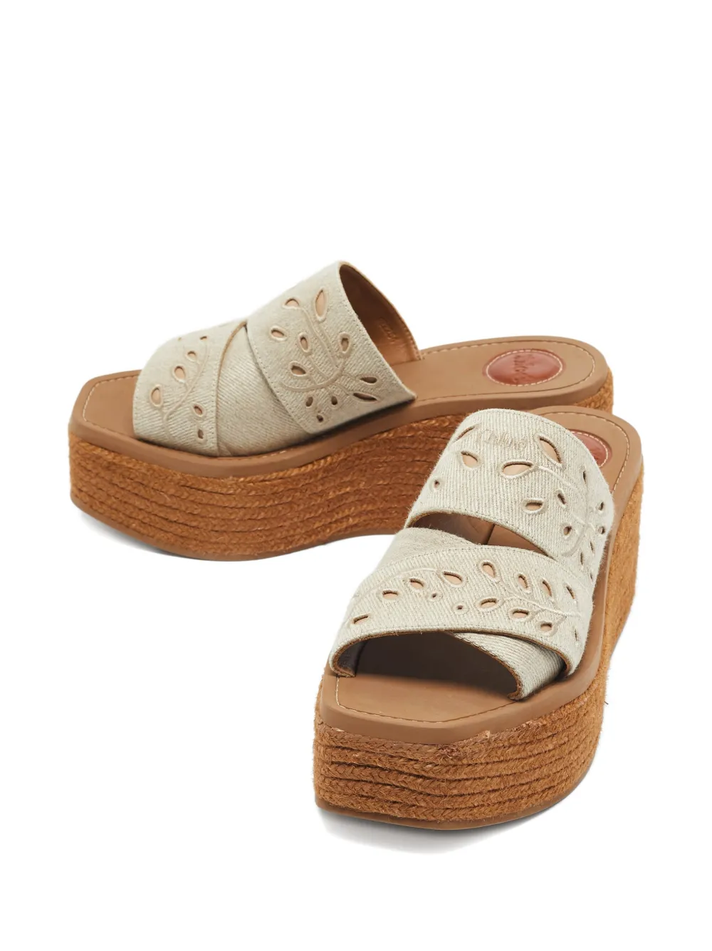 Chloé Pre-Owned woody platform espadrille sandal - Beige