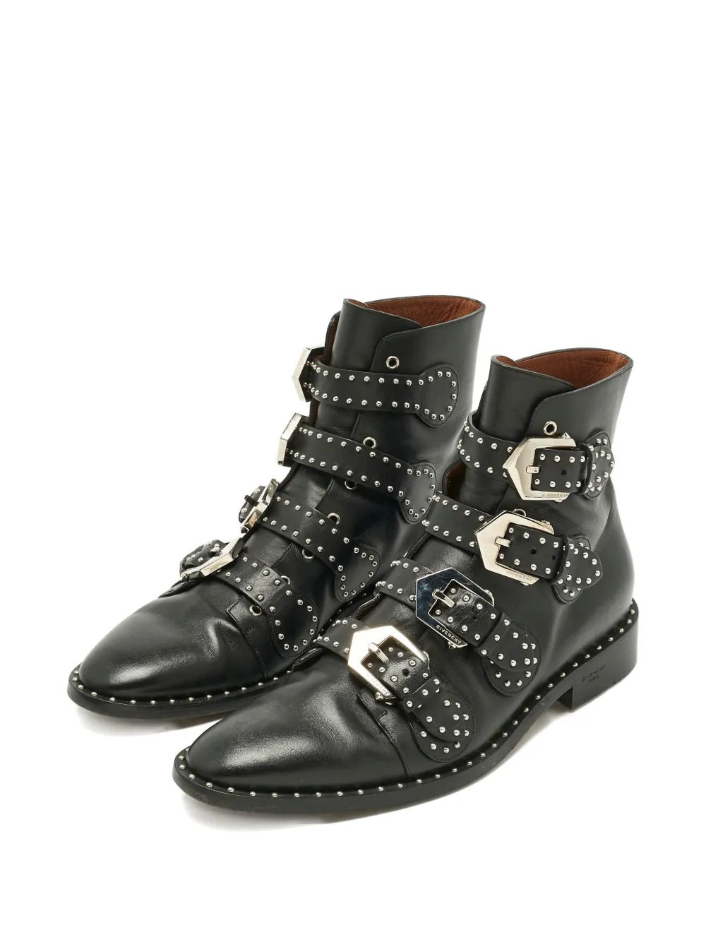 Givenchy Pre-Owned studded buckle leather ankle boots - Zwart