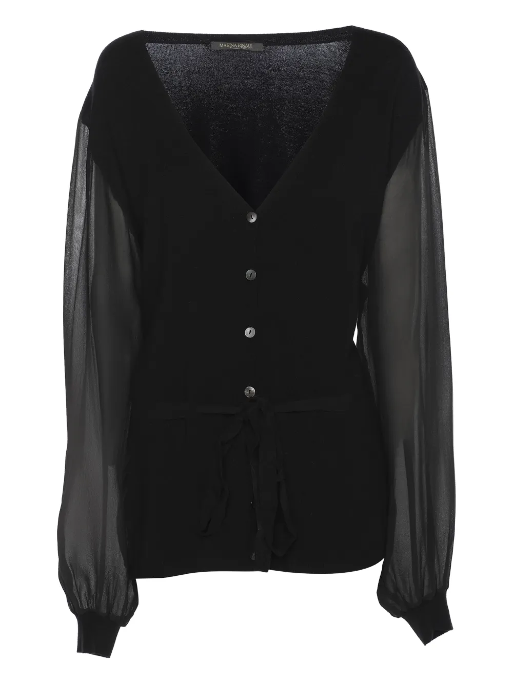 Pre-owned Marina Rinaldi Belted Buttoned Top In Black