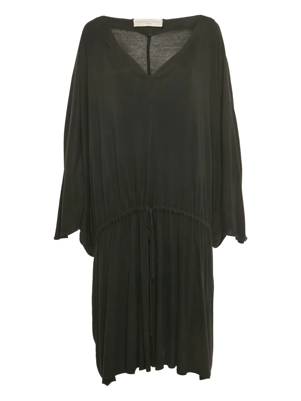 Pre-owned Stella Mccartney Drawstrings Plunge-neckline Midi Dress In Black
