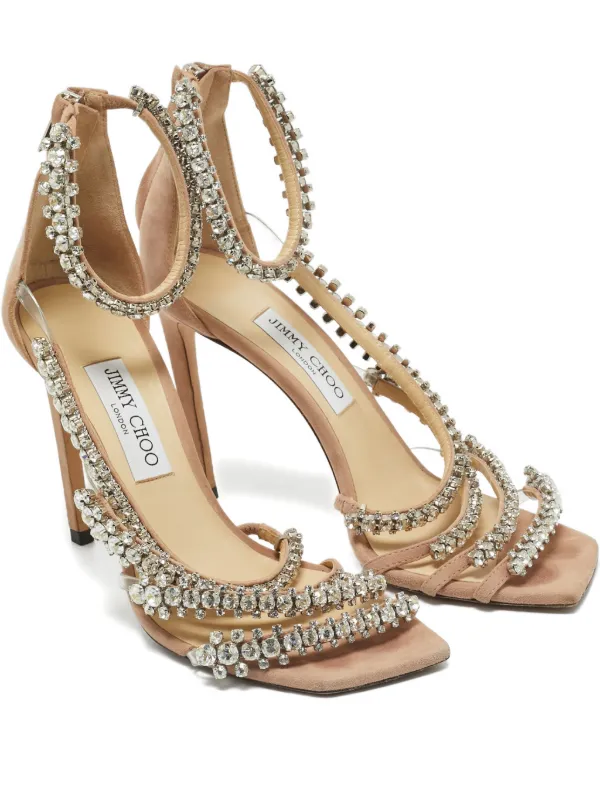 Jimmy Choo Pre-Owned Josefine crystal-embellished Heels | Neutrals
