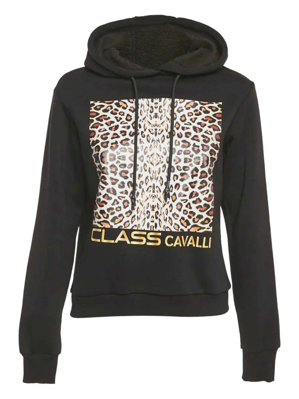 Pre-owned Cavalli Class Leopard-print Hoodie In Black