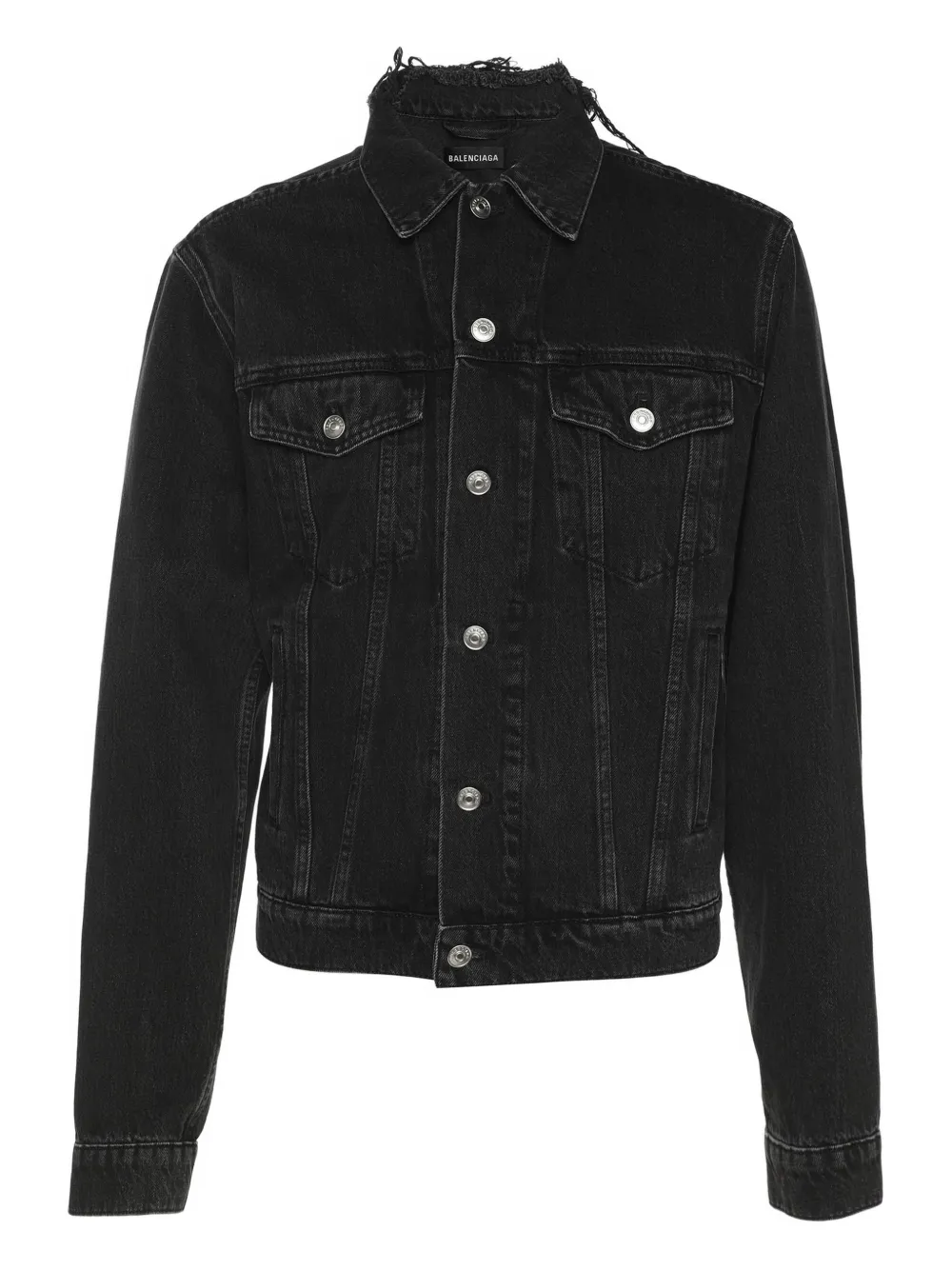 Pre-owned Balenciaga Distressed Denim Jacket In Black