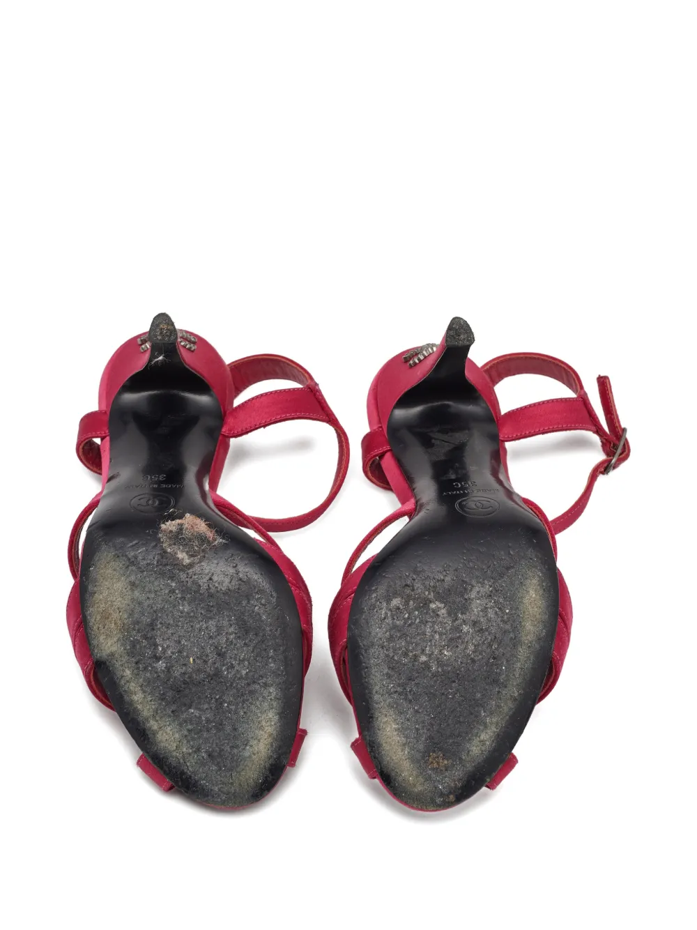 CHANEL Pre-Owned satin strappy sandals - Rood