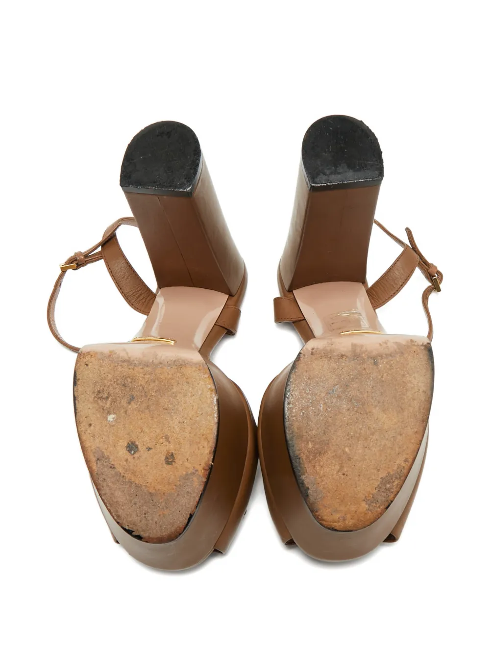 GUCCI Pre-owned Claudie Platform Heel Sandals In Brown