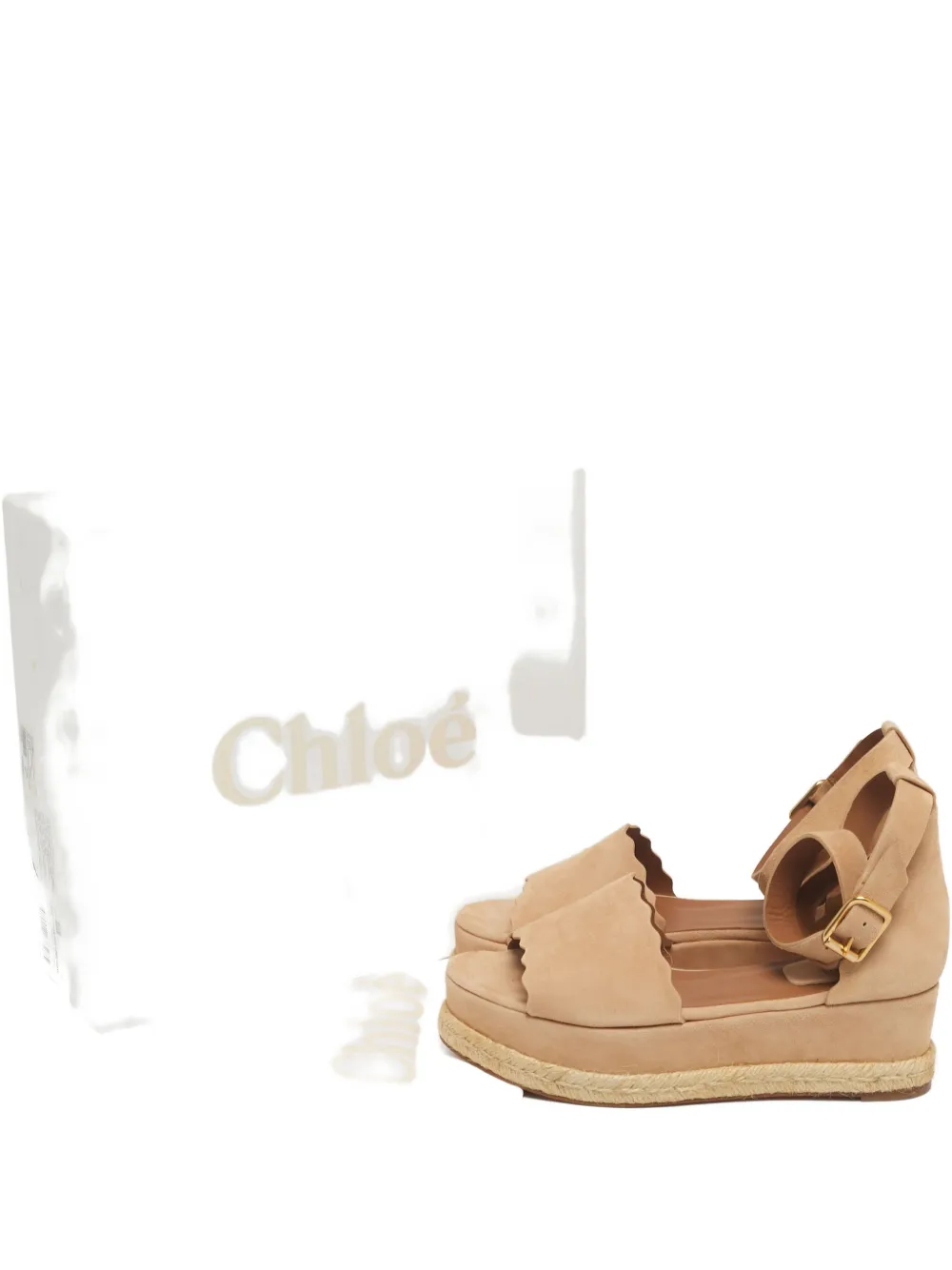 Chloé Pre-Owned Lauren scalloped-trim platform sandals | Neutrals | Image 1