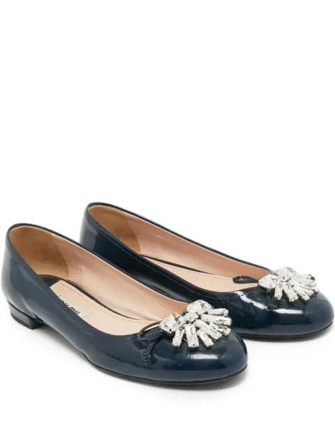 Miu Miu Pre-Owned patent-leather embellishment ballet flat
