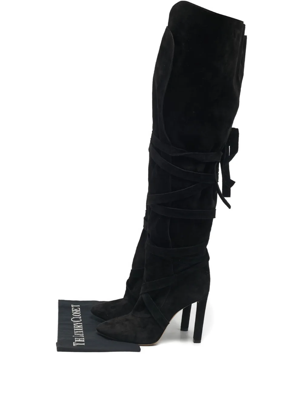 Saint Laurent Pre-Owned thigh-high suede boots – Black