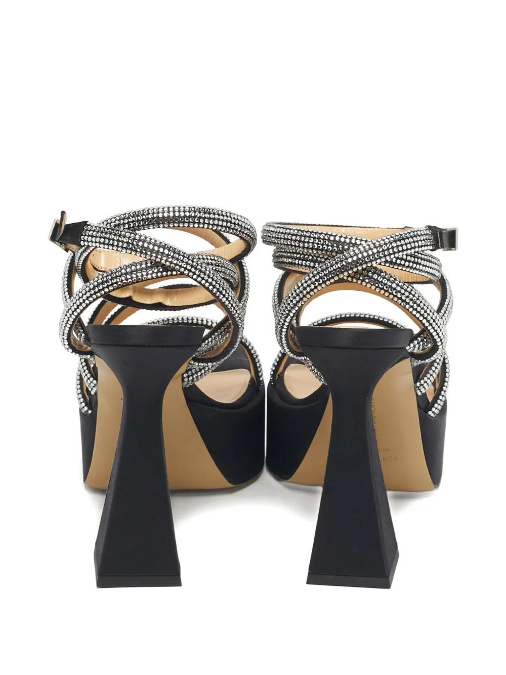 MACH & MACH Sydney platform satin sandals - Zwart