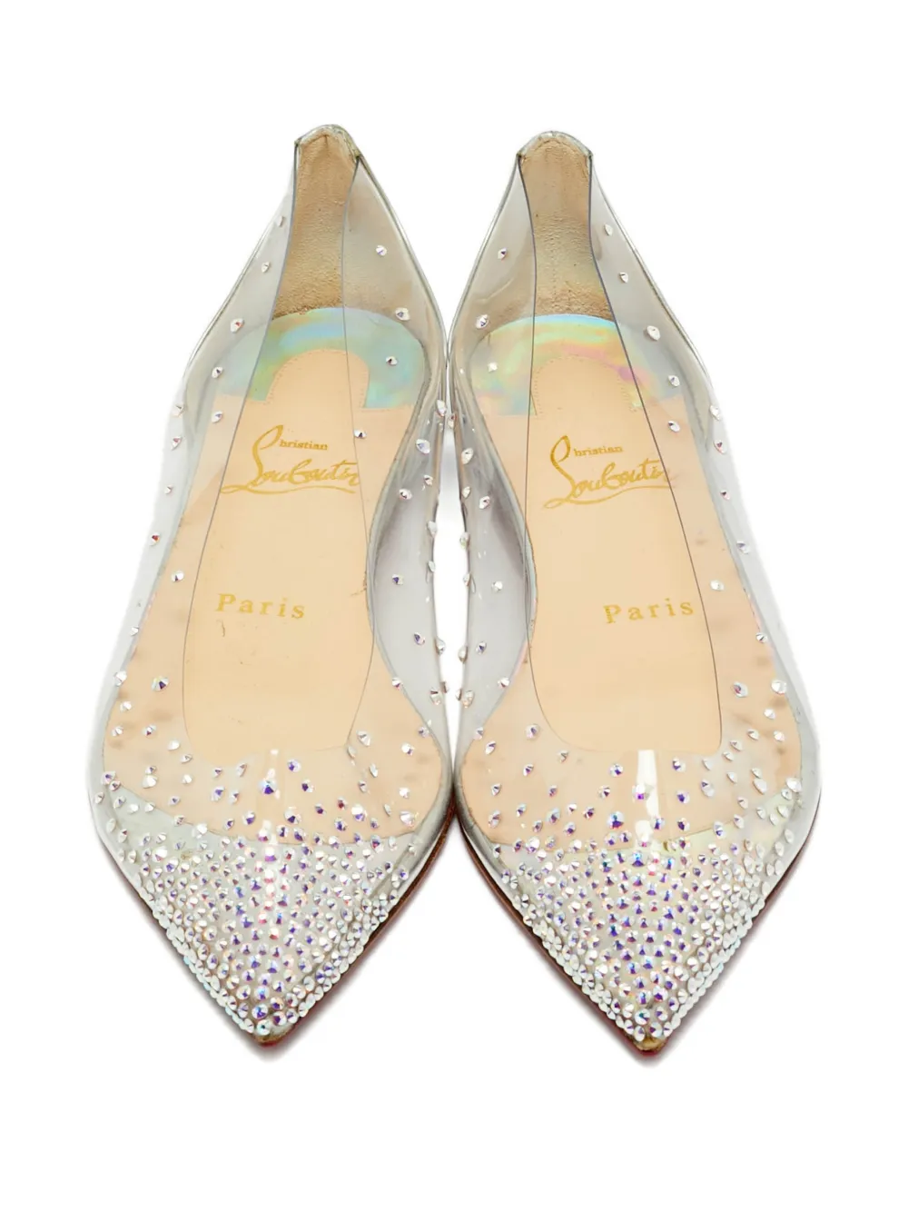 Christian Louboutin Pre-Owned Degrassita crystal-embellished ballet flats - Wit