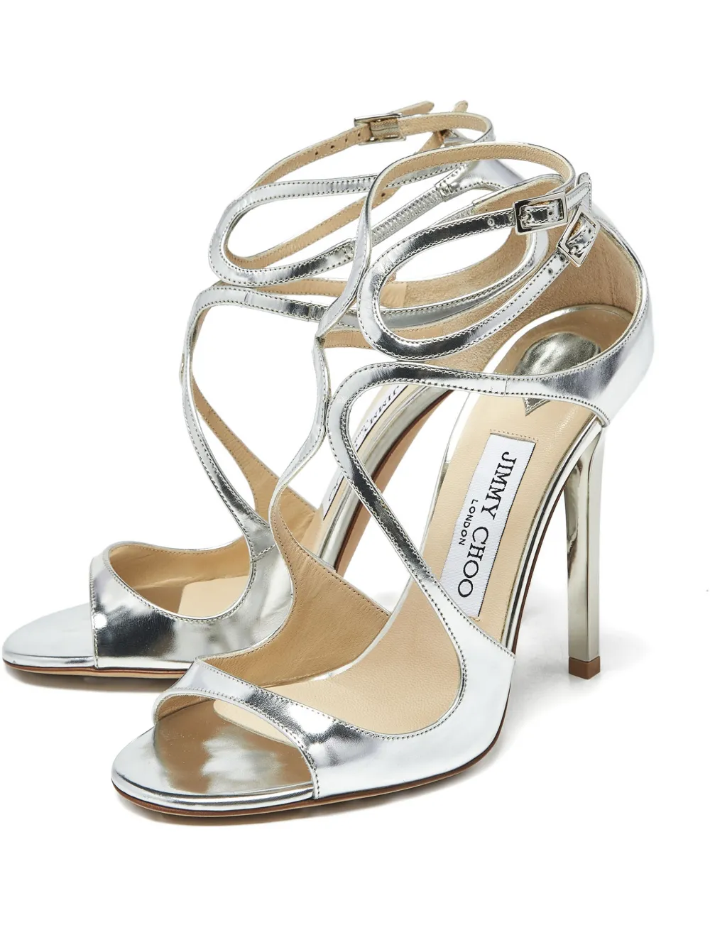 Pre-owned Jimmy Choo Azia Stiletto Heel Sandals In Silver