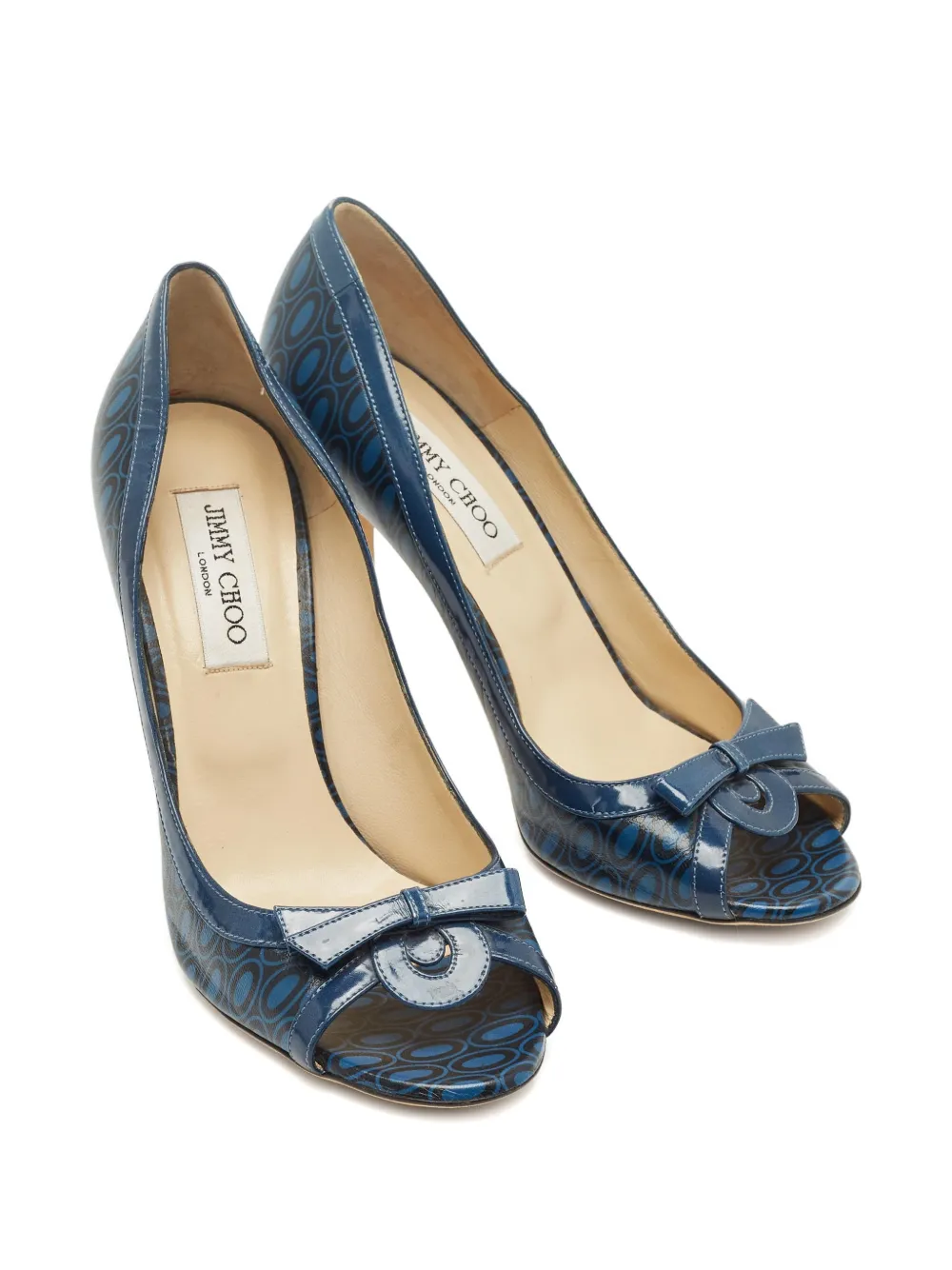 Jimmy Choo Pre-Owned peep-toe bow pumps - Blauw