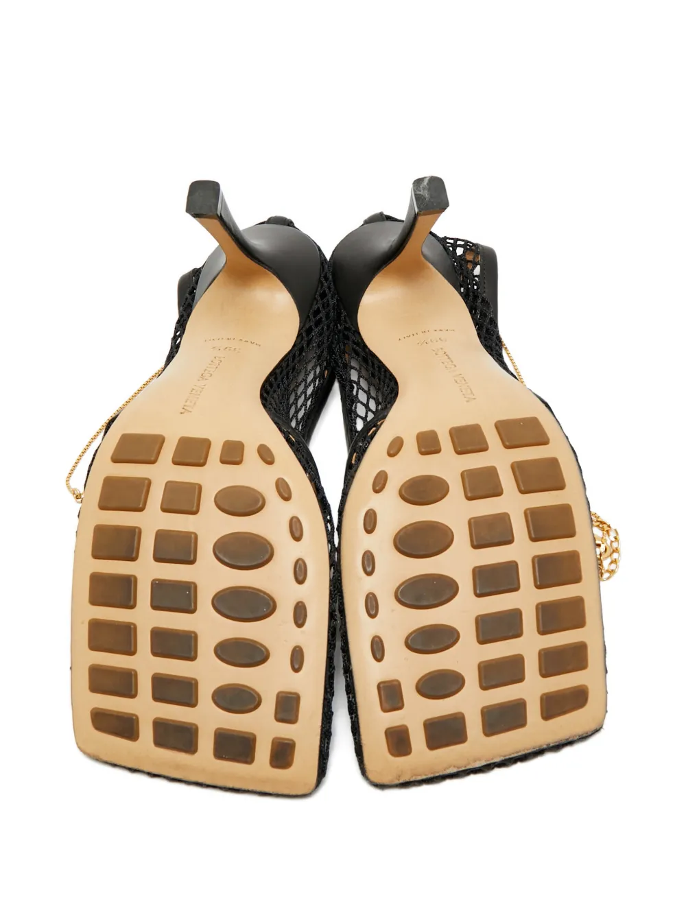 Bottega Veneta Pre-Owned chain-detail square-toe pumps - Zwart