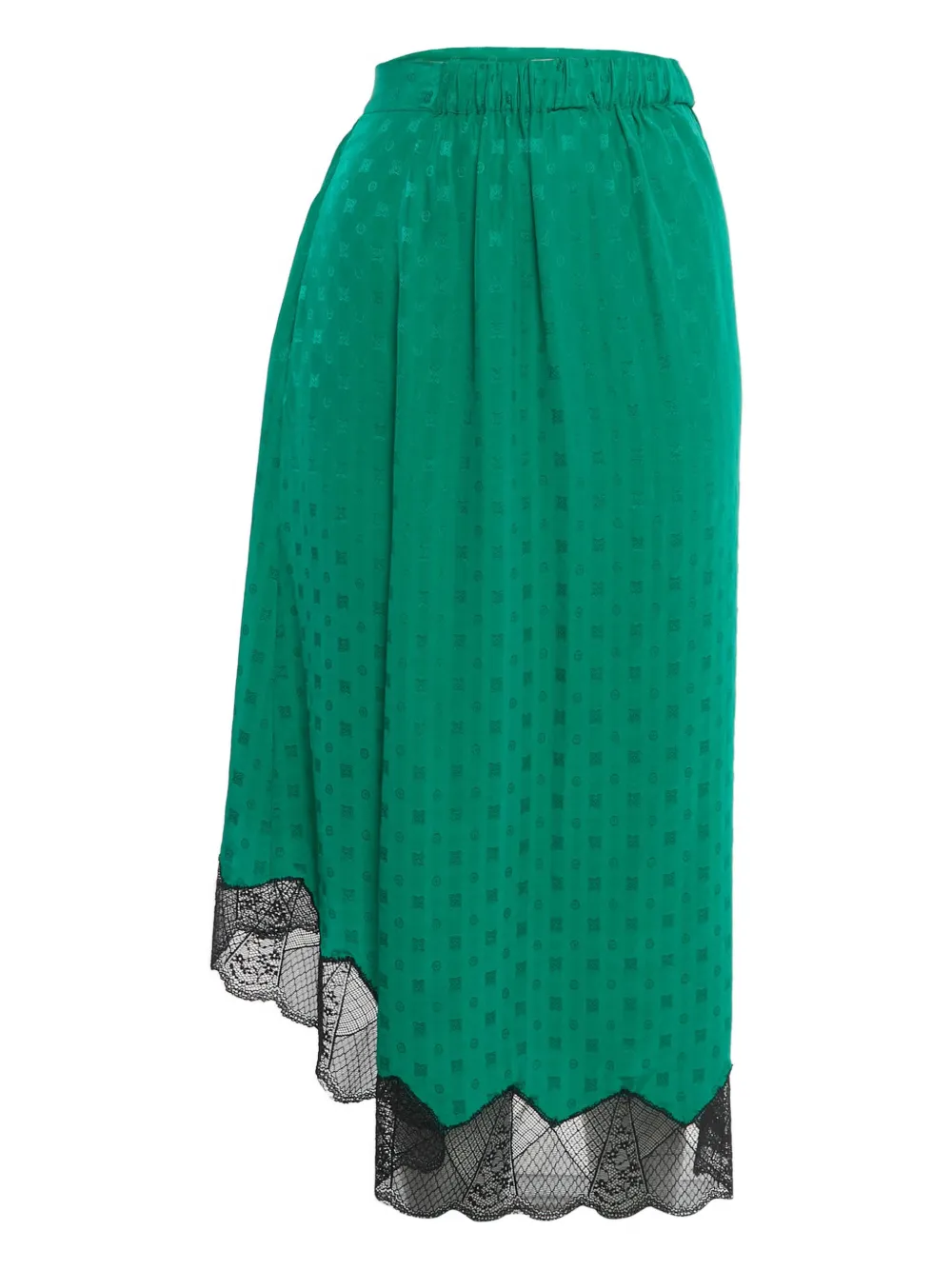 Pre-owned Zadig & Voltaire Patterned Lace-hem Midi Skirt In Green