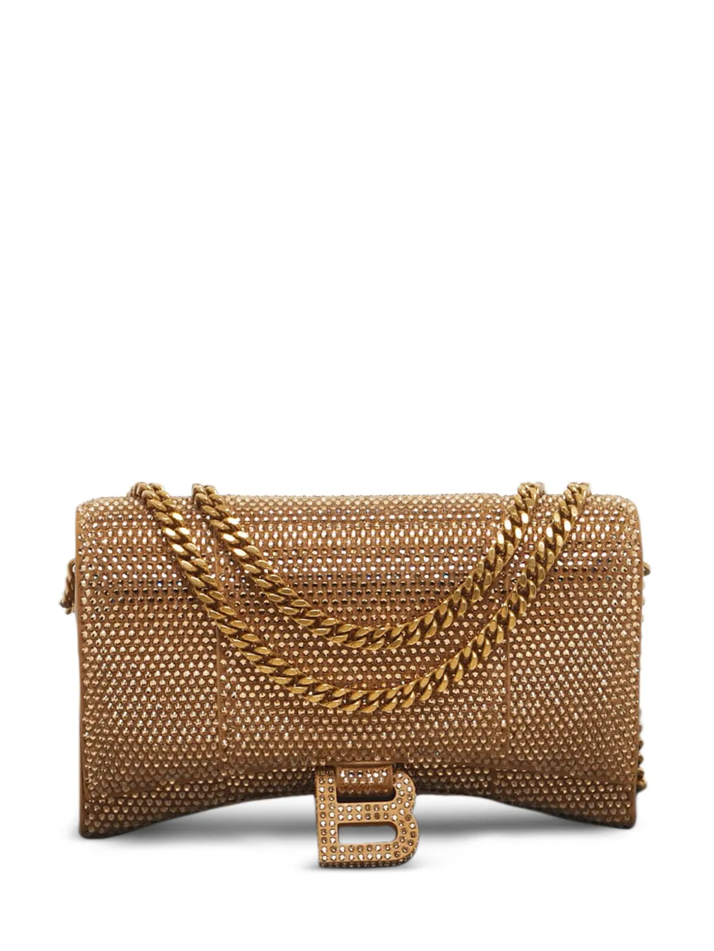 Balenciaga Pre-Owned Hourglass crystal-embellished clutch bag - Gold