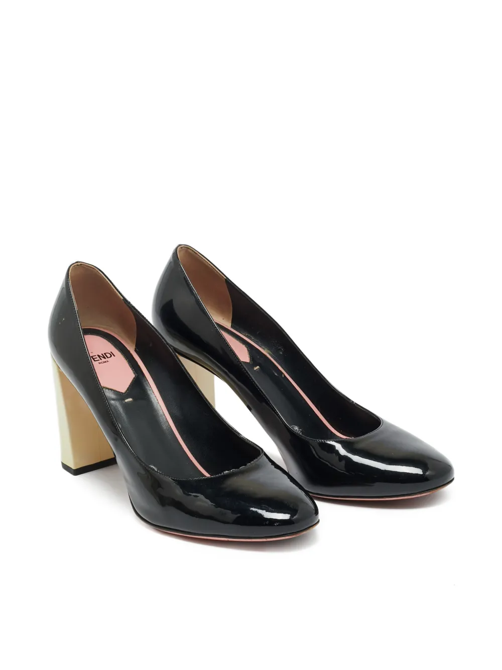 Fendi Pre-Owned block-heel patent-leather pumps - Zwart