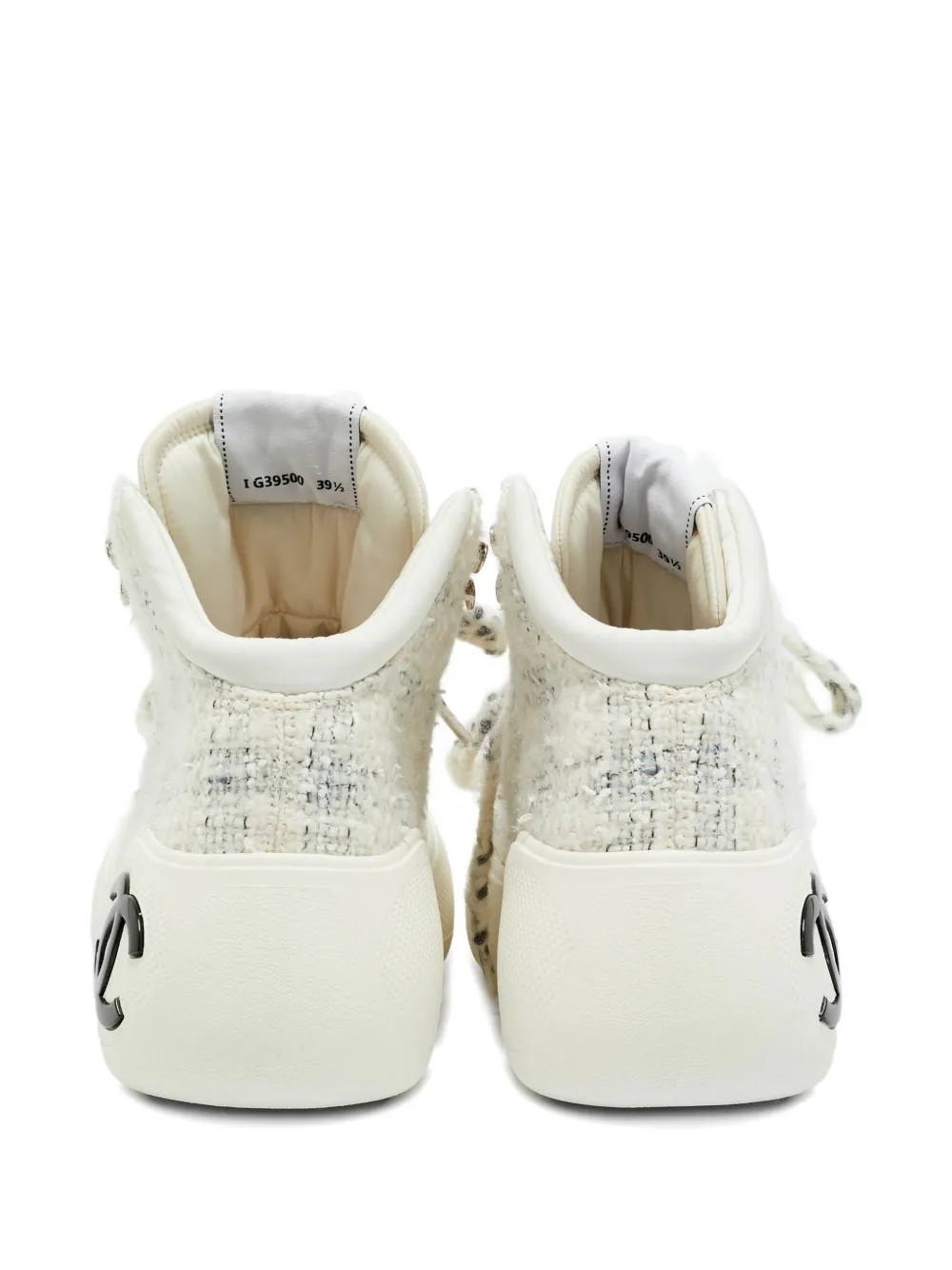 CHANEL Pre-Owned tweed high-top sneakers - Beige