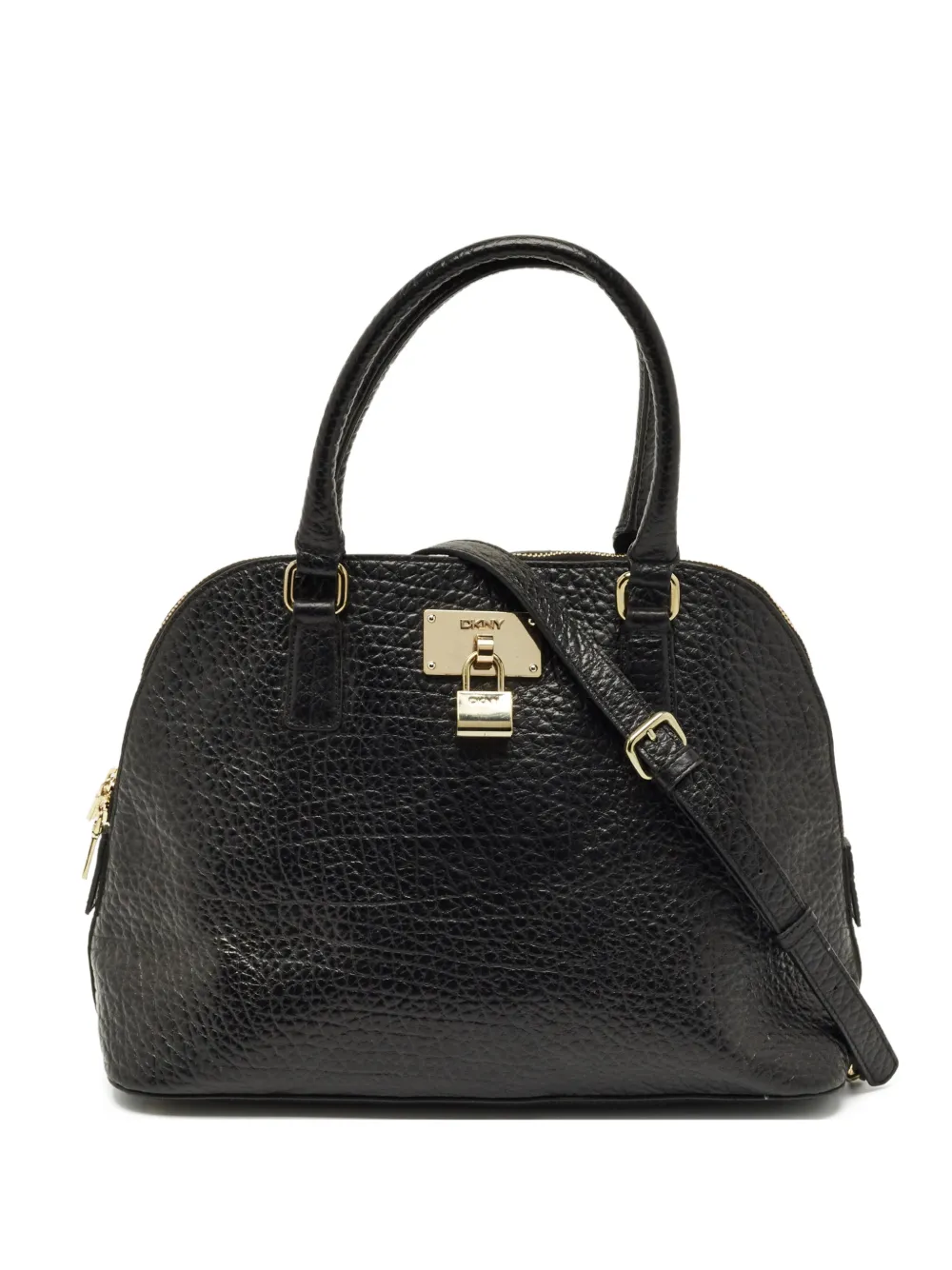 DKNY Dome padlock leather tote bag - Nero