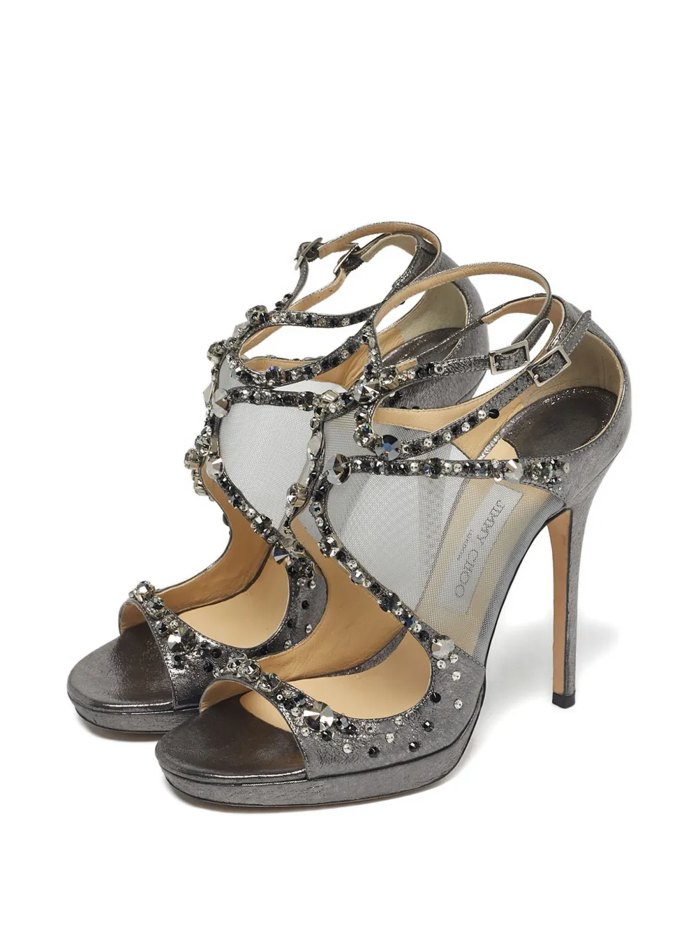 Jimmy Choo Pre-Owned Karima embellished sandals - Wit