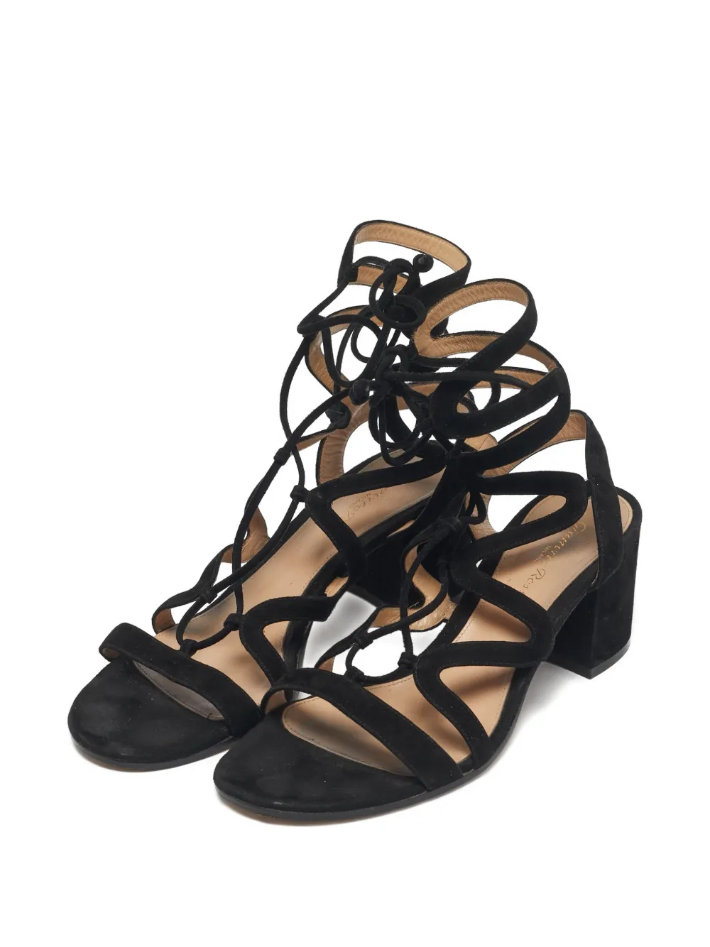 Gianvito Rossi block-heel gladiator sandals - Zwart