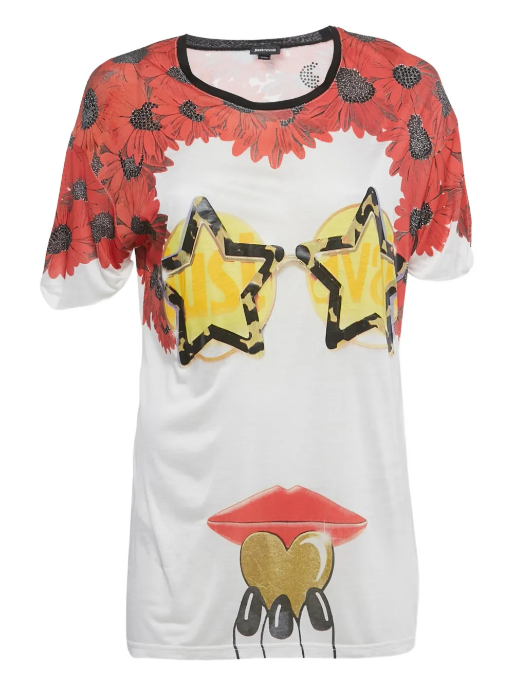 Just Cavalli Vintage t-shirt à logo strassé - Blanc Just Cavalli Vintage t-shirt à logo strassé - Blanc