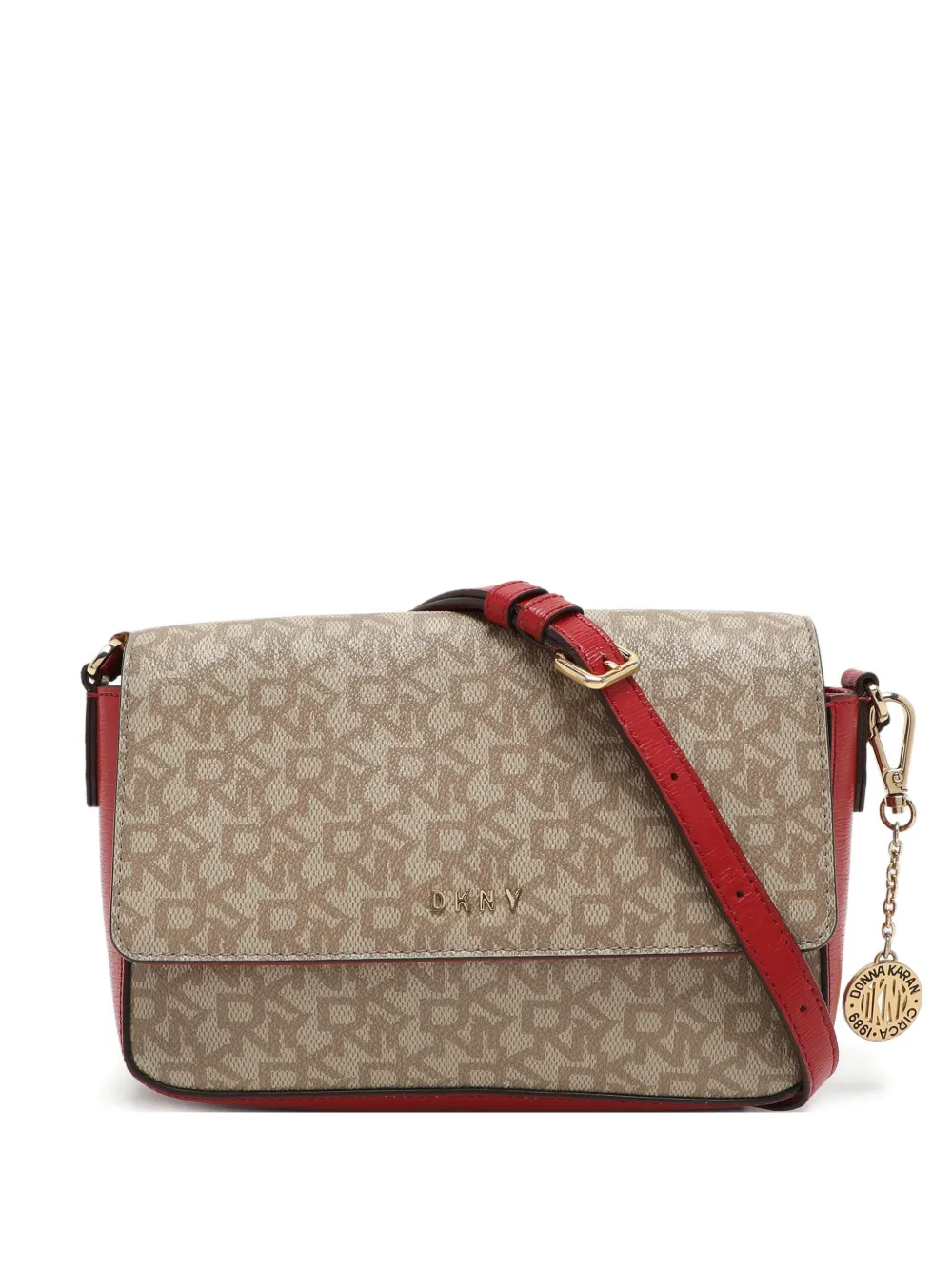 Pre-owned Dkny Vintage Charm-detail Cross Body Bag In Neutral