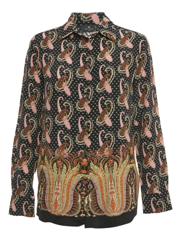 Etro Pre-Owned ペイズリー シルクシャツ | ブラック | FARFETCH JP