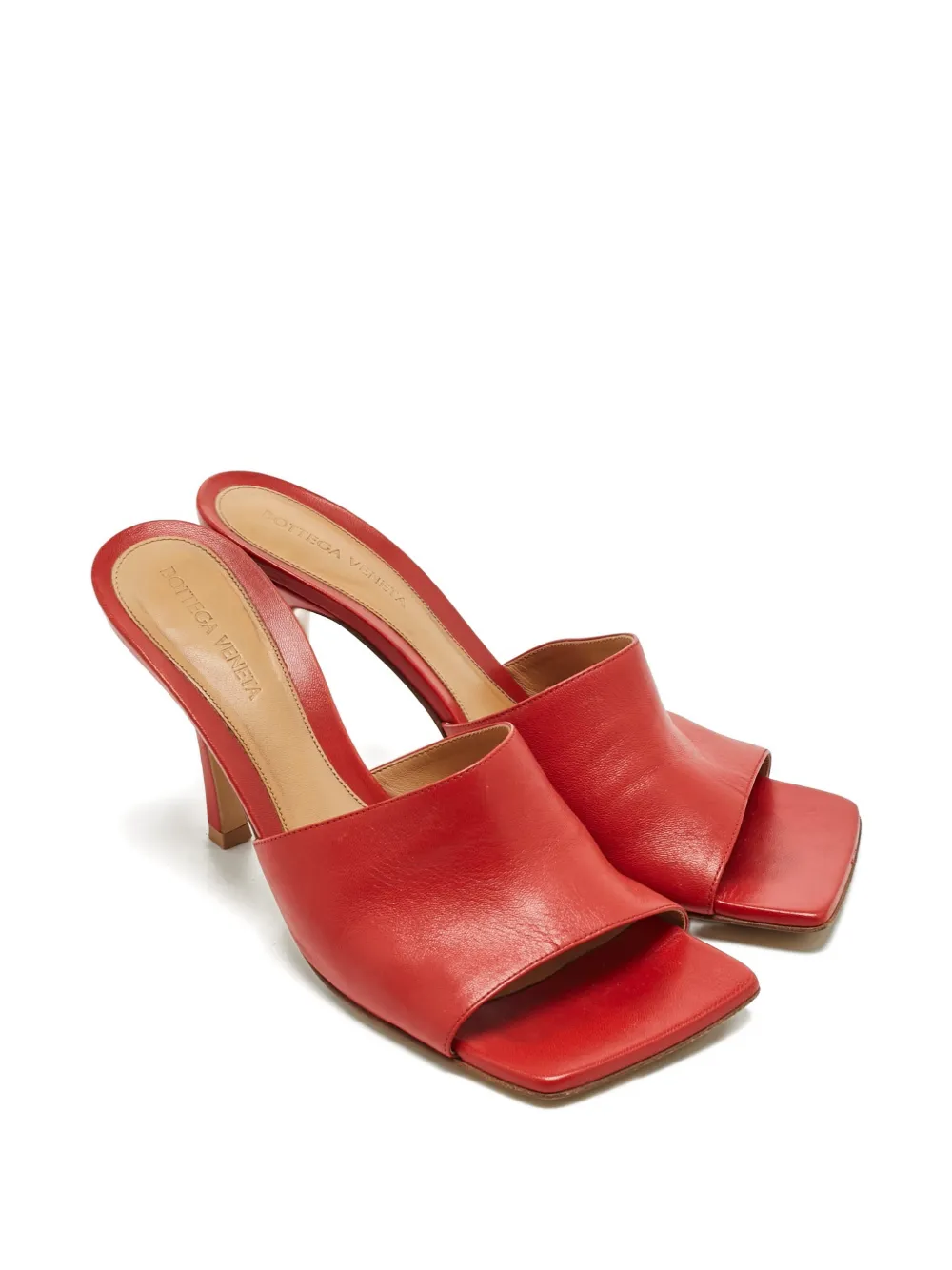Bottega Veneta Pre-Owned square-toe leather sandals - Rood