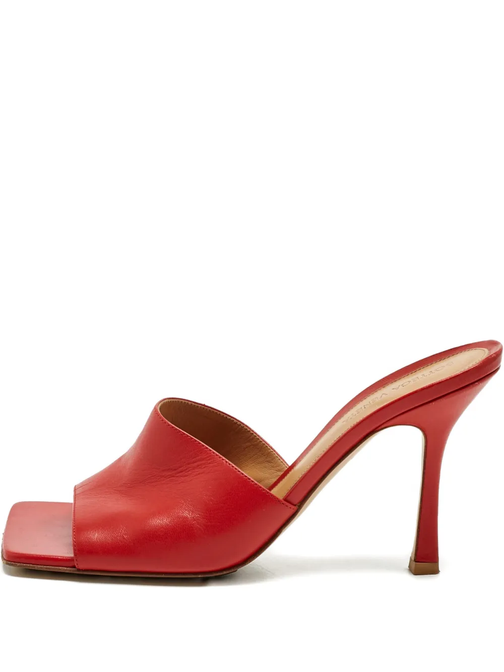 Bottega Veneta Pre-Owned square-toe leather sandals - Rosso