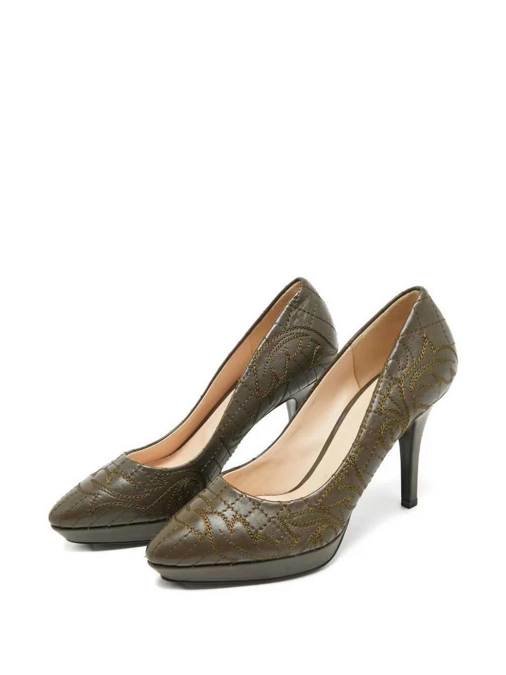 Versace Pre-Owned embroidered leather pumps - Groen