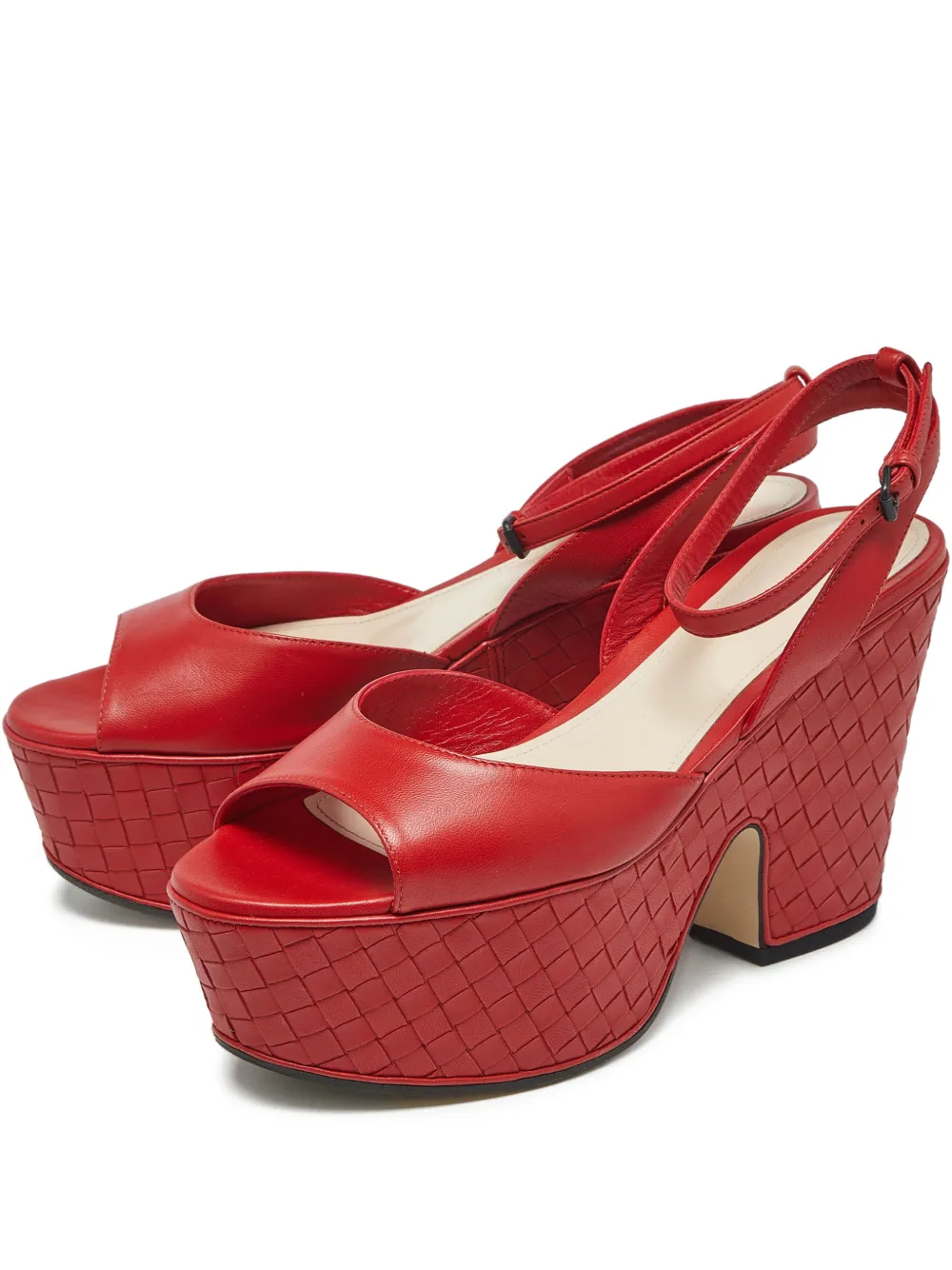 Bottega Veneta Pre-Owned Intrecciato woven platform sandals - Rosso