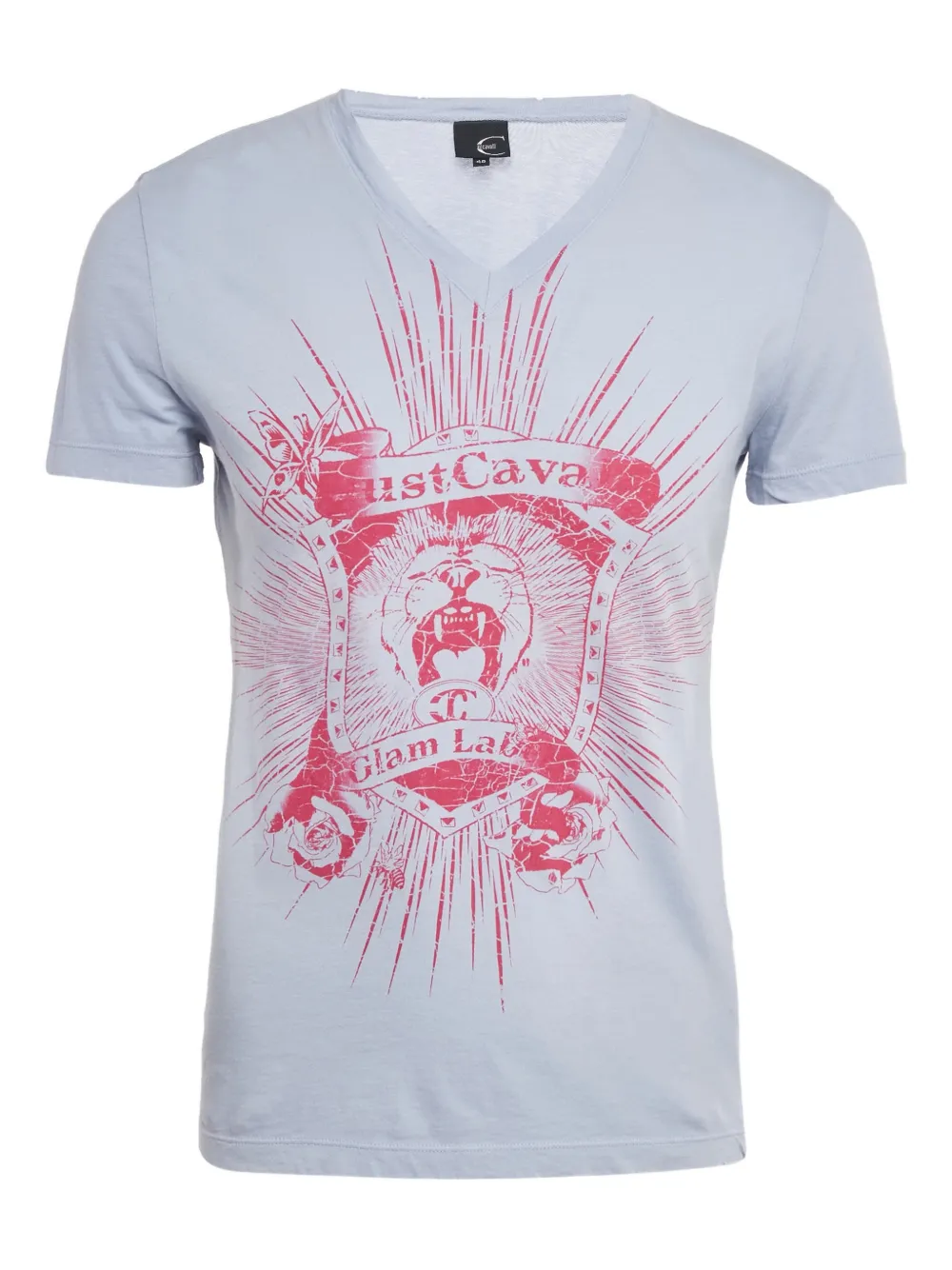 Just Cavalli Vintage playera estampado con cuello en V | azul | Image 1