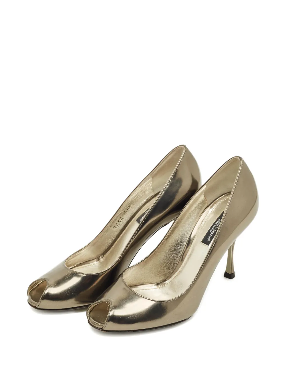 Pre-owned Dolce & Gabbana Peep-toe Leather Pumps In Gold