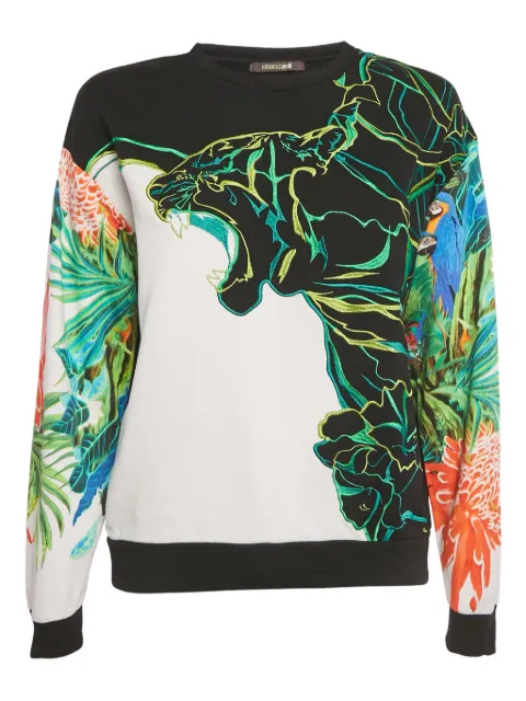 Roberto Cavalli graphic-embroidered cotton sweatshirt