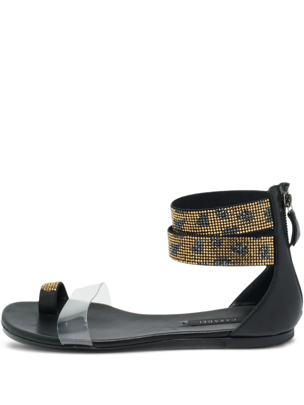 Casadei Vintage crystal-embellished leather sandals - Schwarz