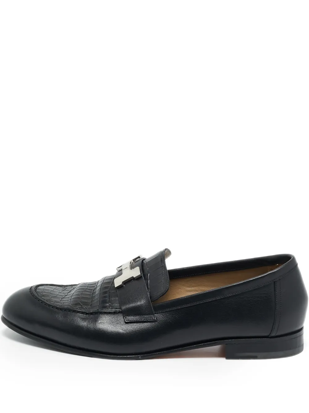 Hermès Pre-Owned crocodile-effect leather loafers | Black | Image 1