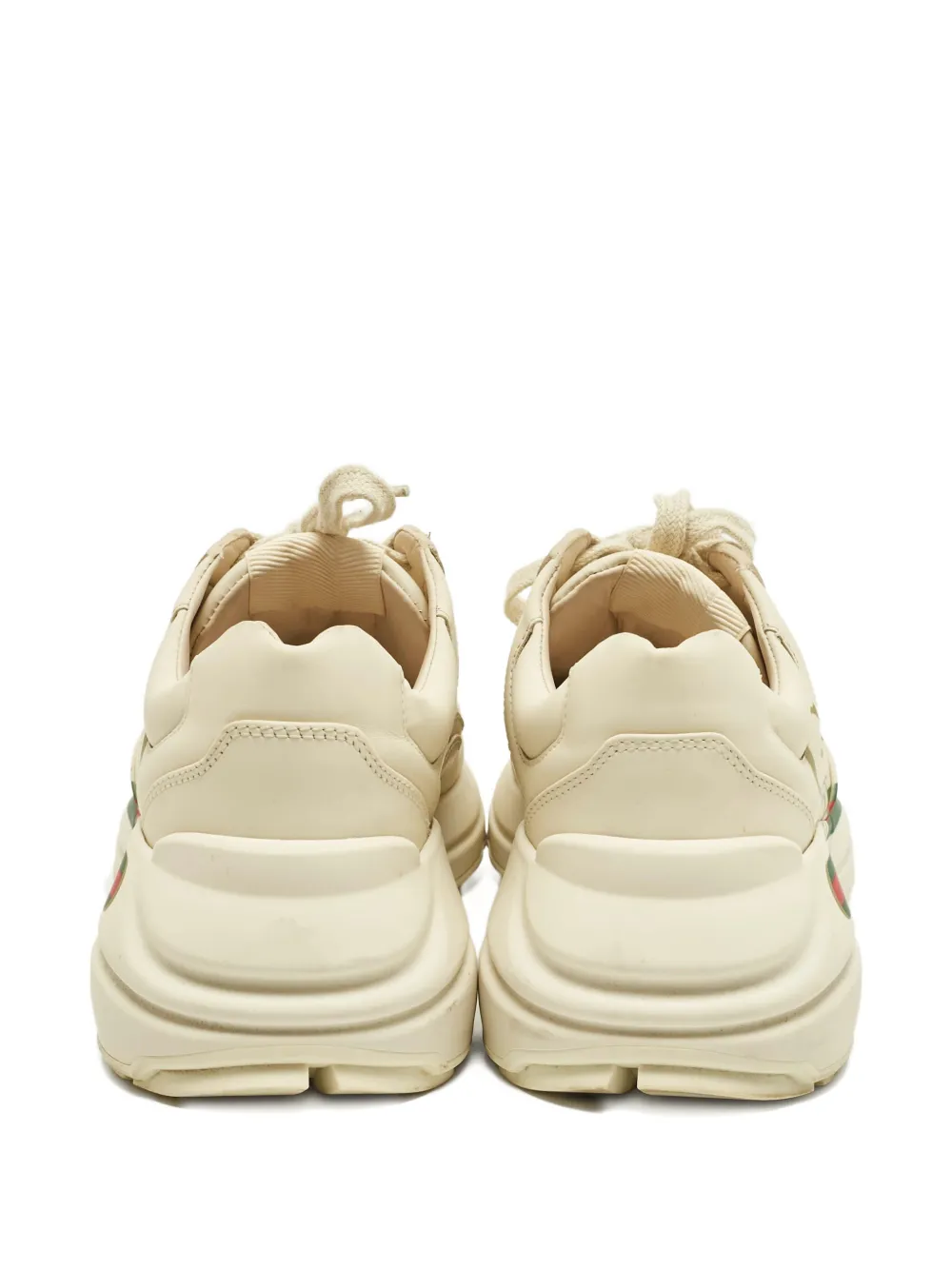 Pre-owned Gucci Rhyton Leather Sneakers In Neutral