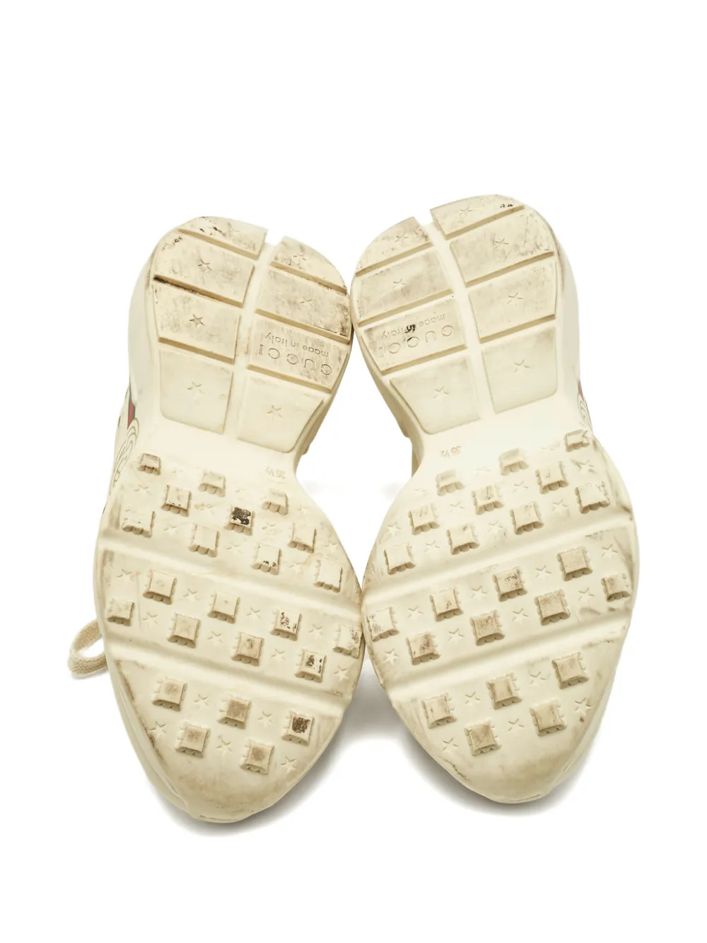 Pre-owned Gucci Rhyton Leather Sneakers In Neutral