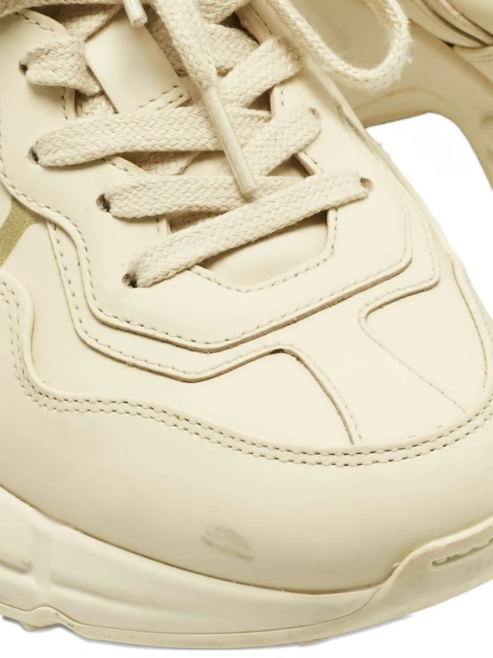 Pre-owned Gucci Rhyton Leather Sneakers In Neutral