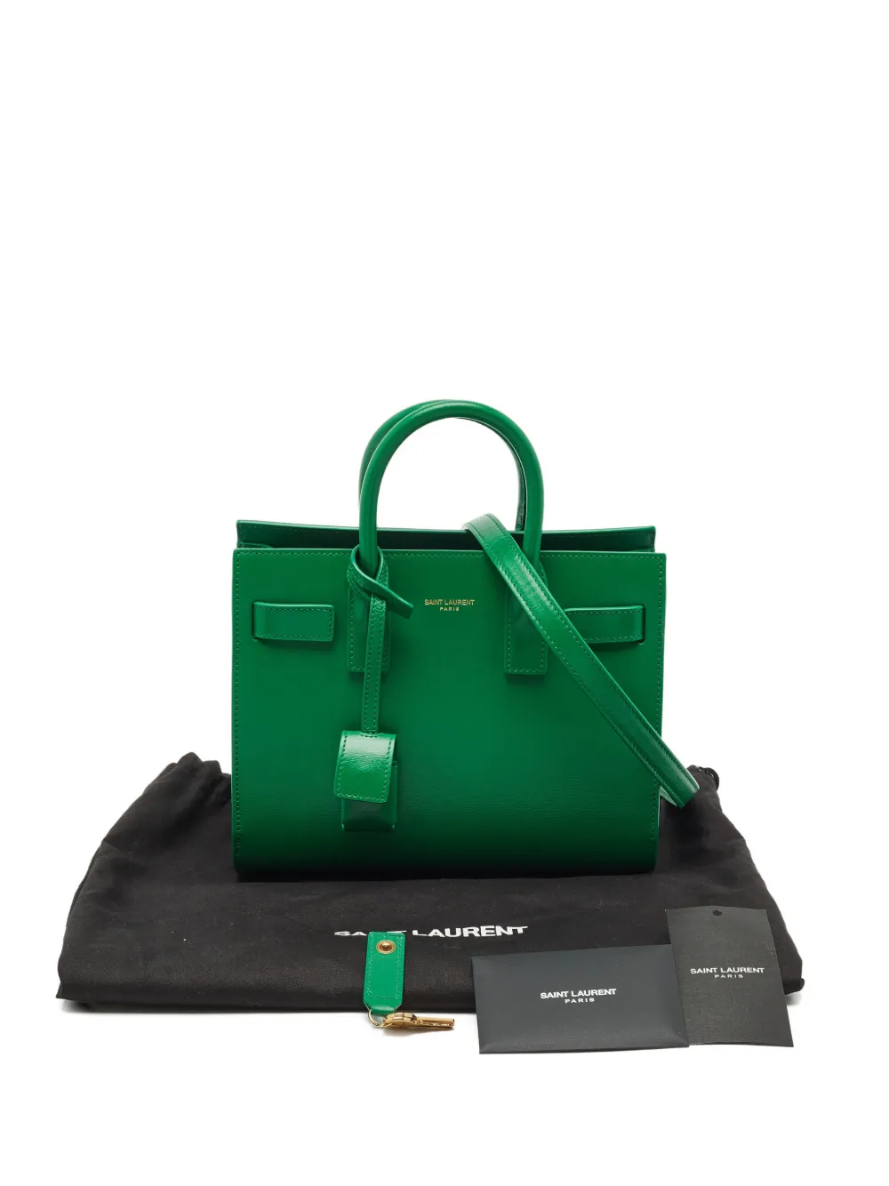 Pre-owned Saint Laurent Sac De Jour Leather Tote Bag In Green