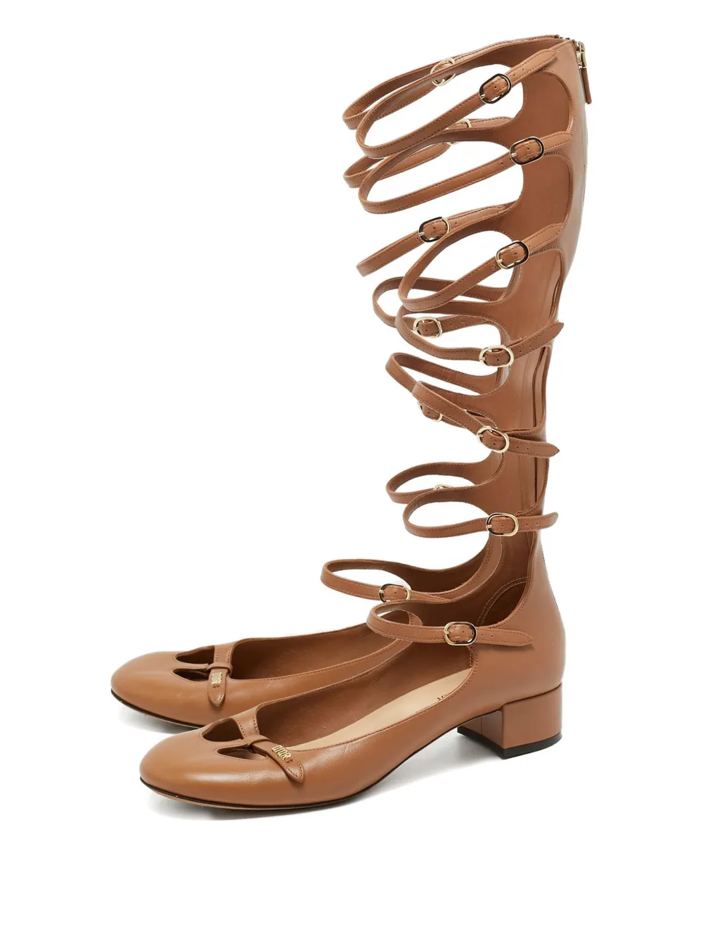 Christian Dior Pre-Owned buckle leather flats - Bruin